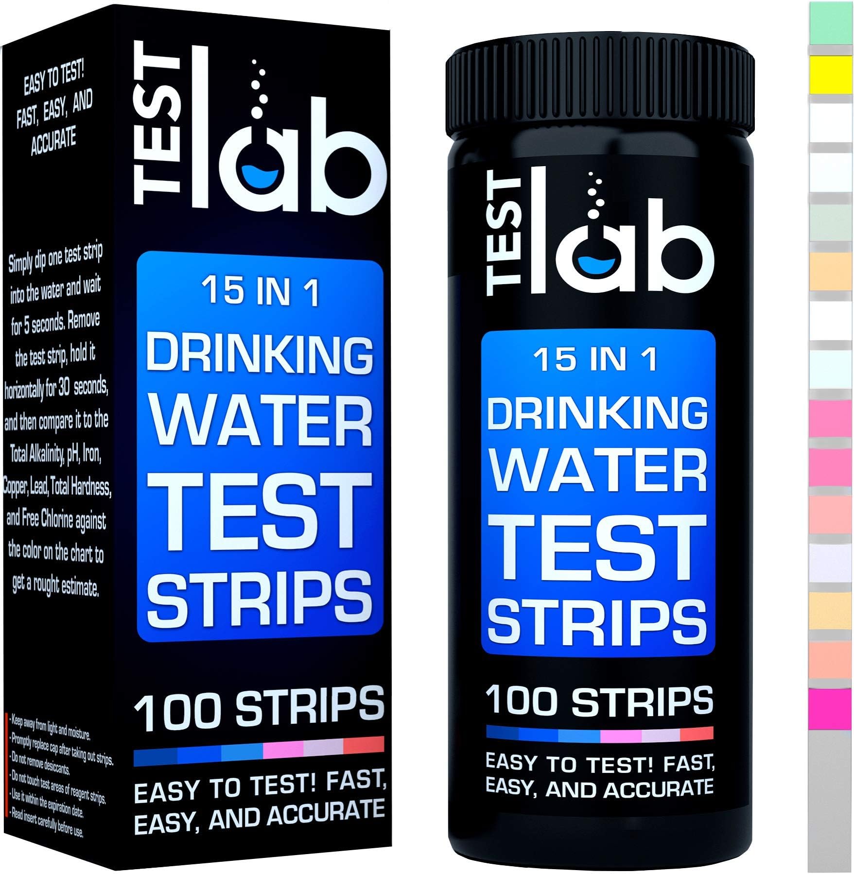 15 in 1 Drinking Water Test Kit - Strips for Well & Tap Water - Lead, Fluoride, Iron, Copper