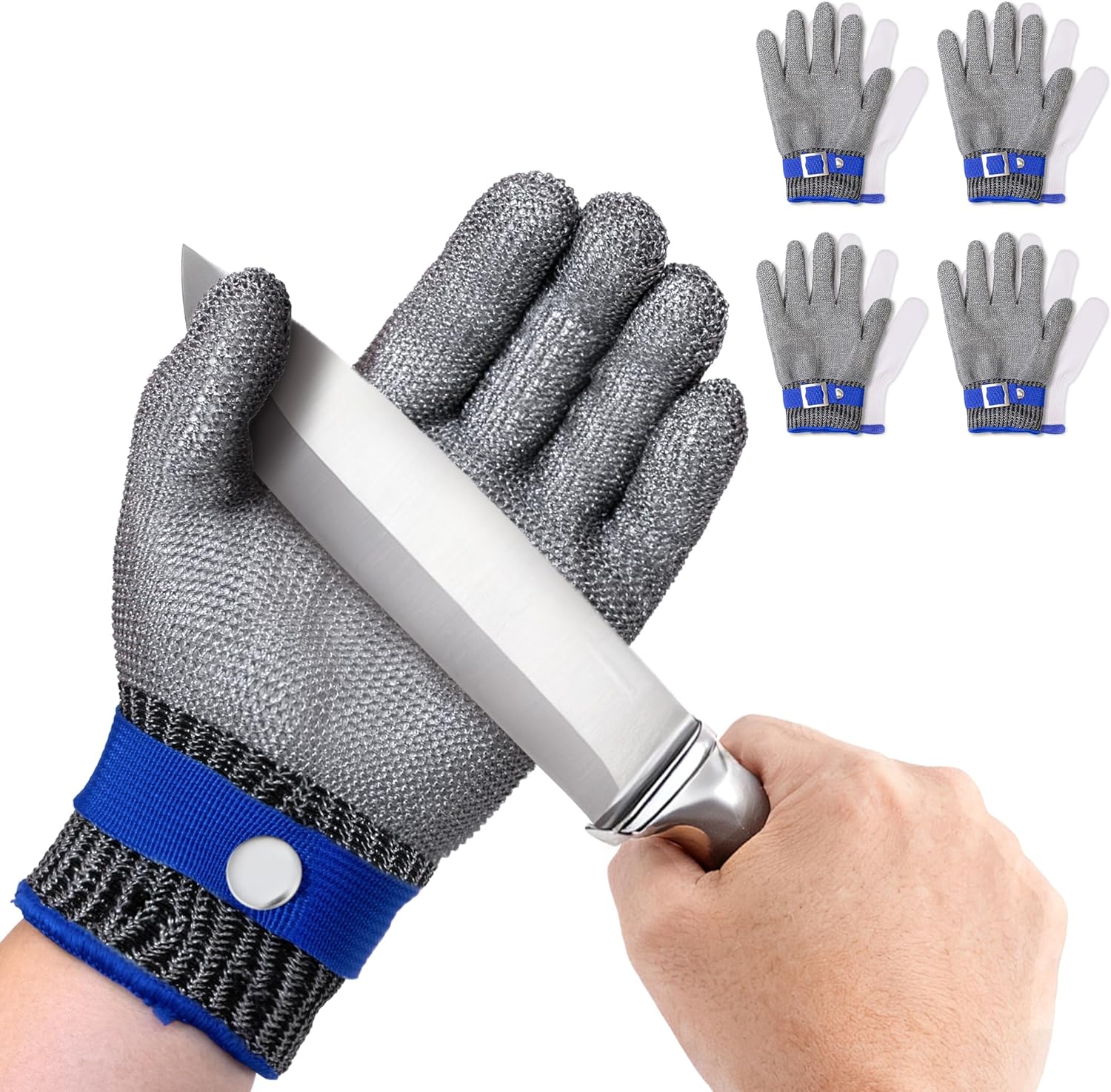 ZEEGO ANSI A9 Cut Resistant Glove, Food Grade Stainless Steel Mesh Metal Glove, Suitable for Mandoline, Kitchen Cooking,Butcher Meat Cutting and Oyster Shucking(5 Pairs,Small Size)
