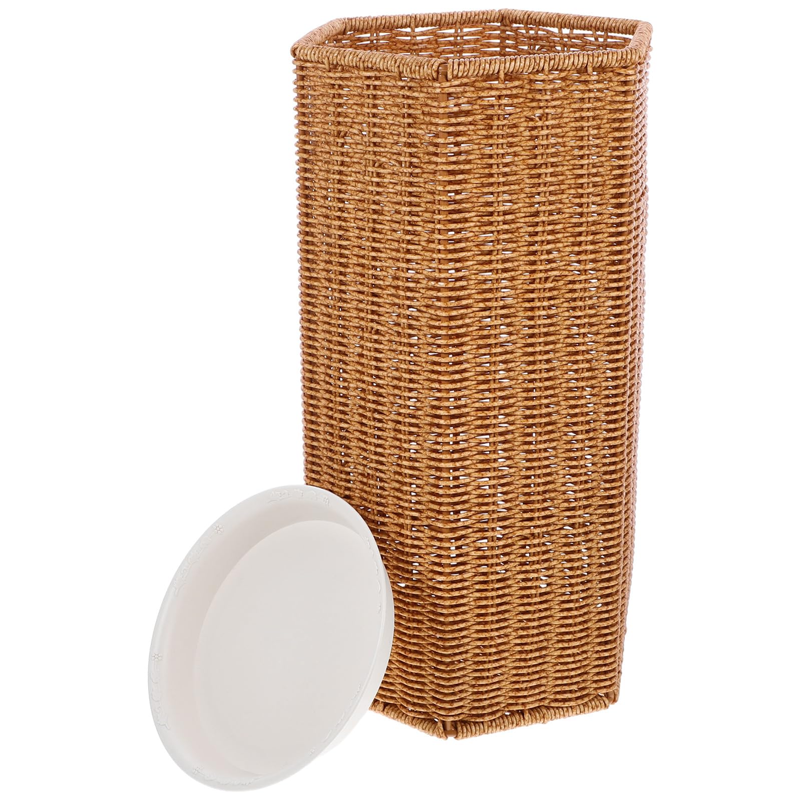 Paragüero Hexagonal de Mimbre Sintético Bandeja Recogegotas, Soporte para Paraguas Grande de Interior para Entrada, Organizador Moderno y Resistente Hogar