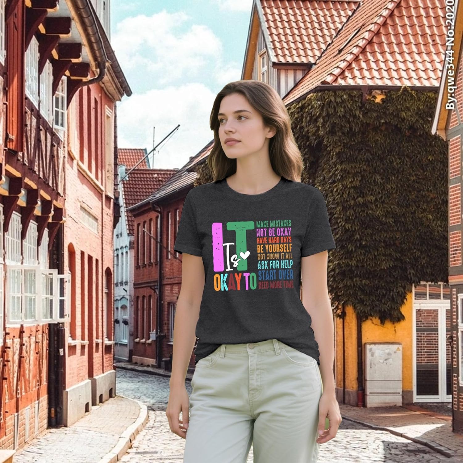 Inspirational Shirts for Women It's Okay to Make Mistakes T-Shirt Teacher Tee Be Yourself Tops - Image 3