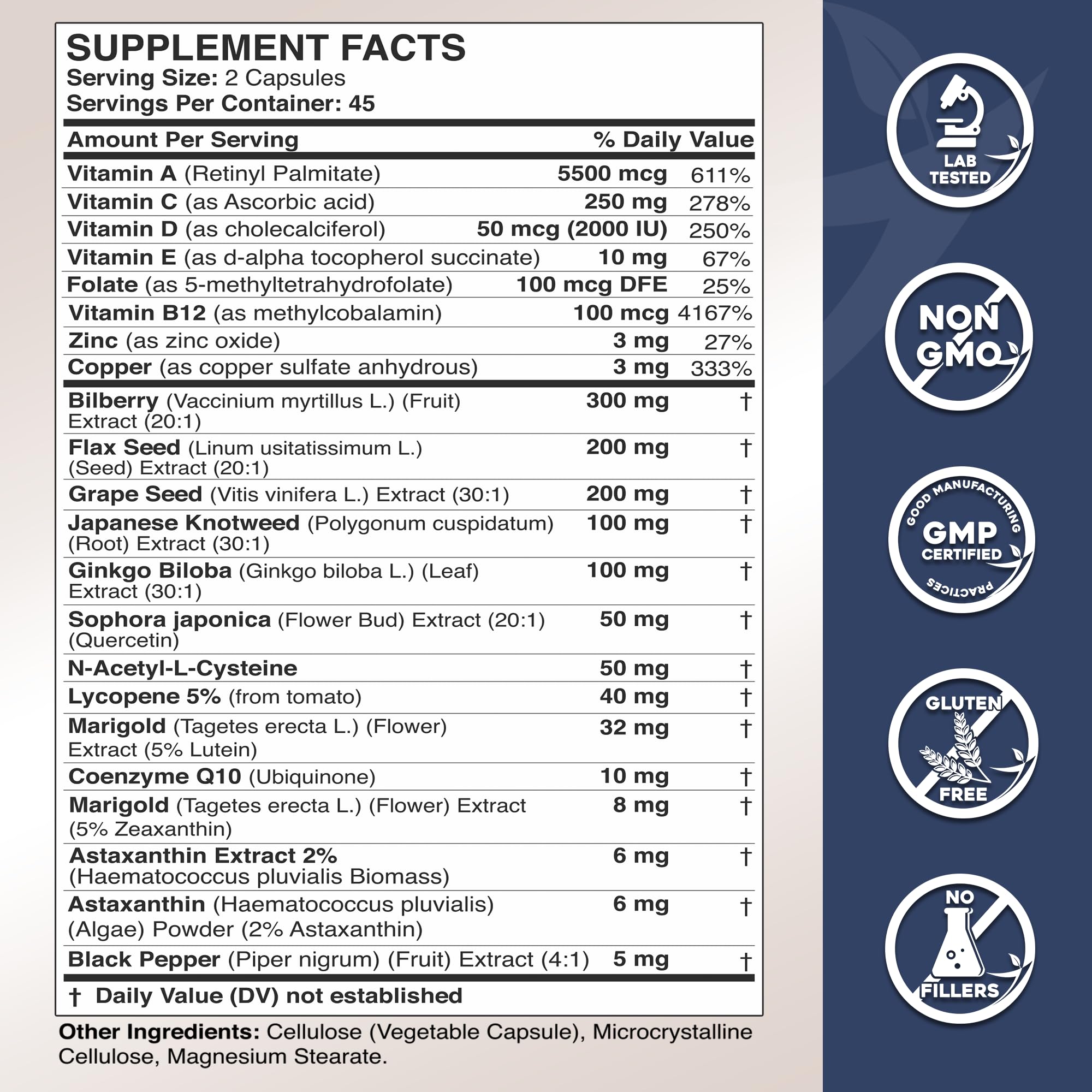 Gade Nutrition Lutein and Zeaxanthin Supplements | Astaxanthin Eye Vitamins with Omega 3, Resveratrol, Bilberry, Lycopene, Quercetin, Ginkgo Biloba, Vitamin D and More Eye Care Vitamins and Minerals — Amazon image 4