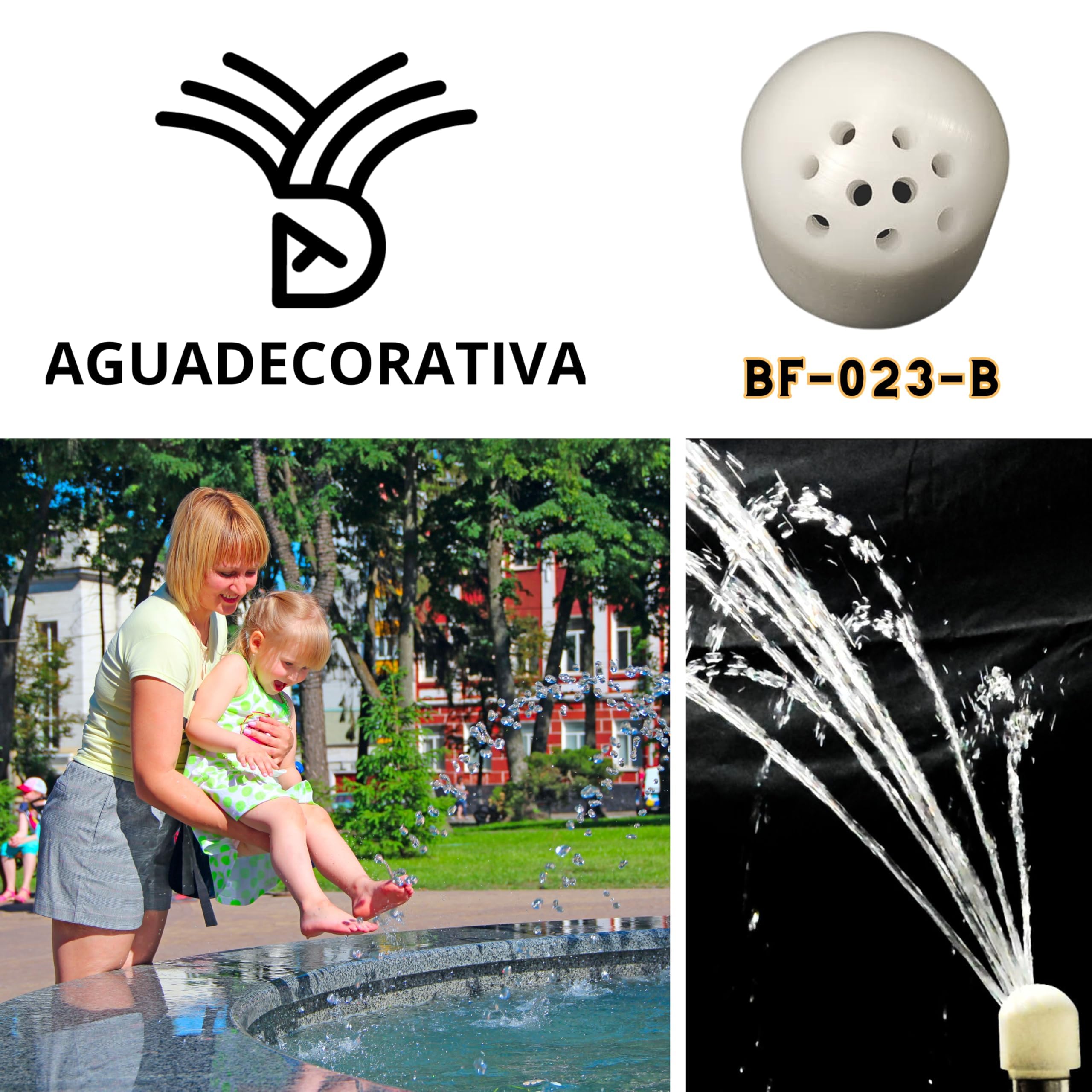 Boquilla para Fuentes de Jardín de Chorros Cristalinos Laterales Arco Iris 3/4" Bspt Hembra Toberas Caños Tobera Ornamental (BF-023-B)