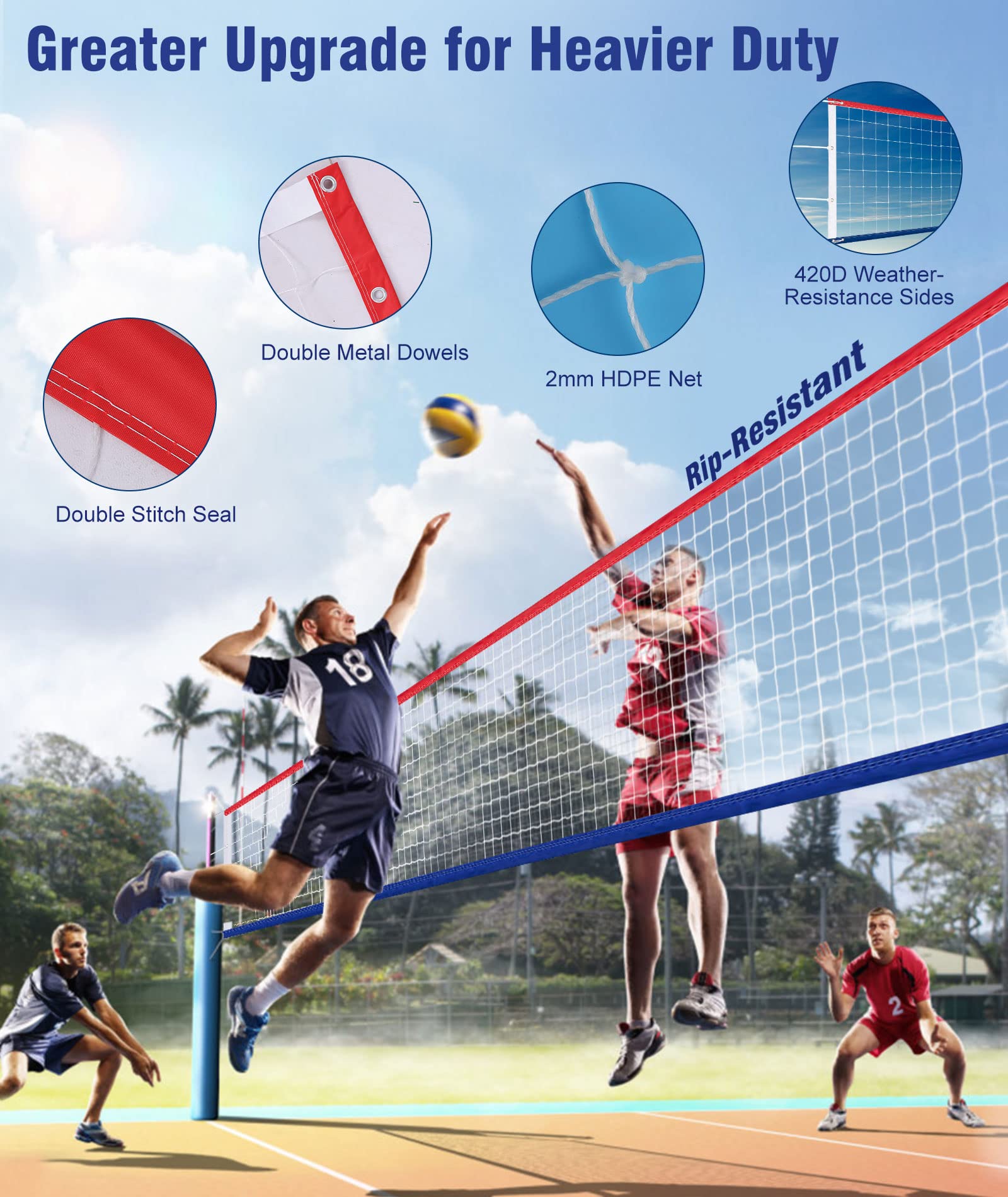 Rete da pallavolo professionale nera, confezione da 1