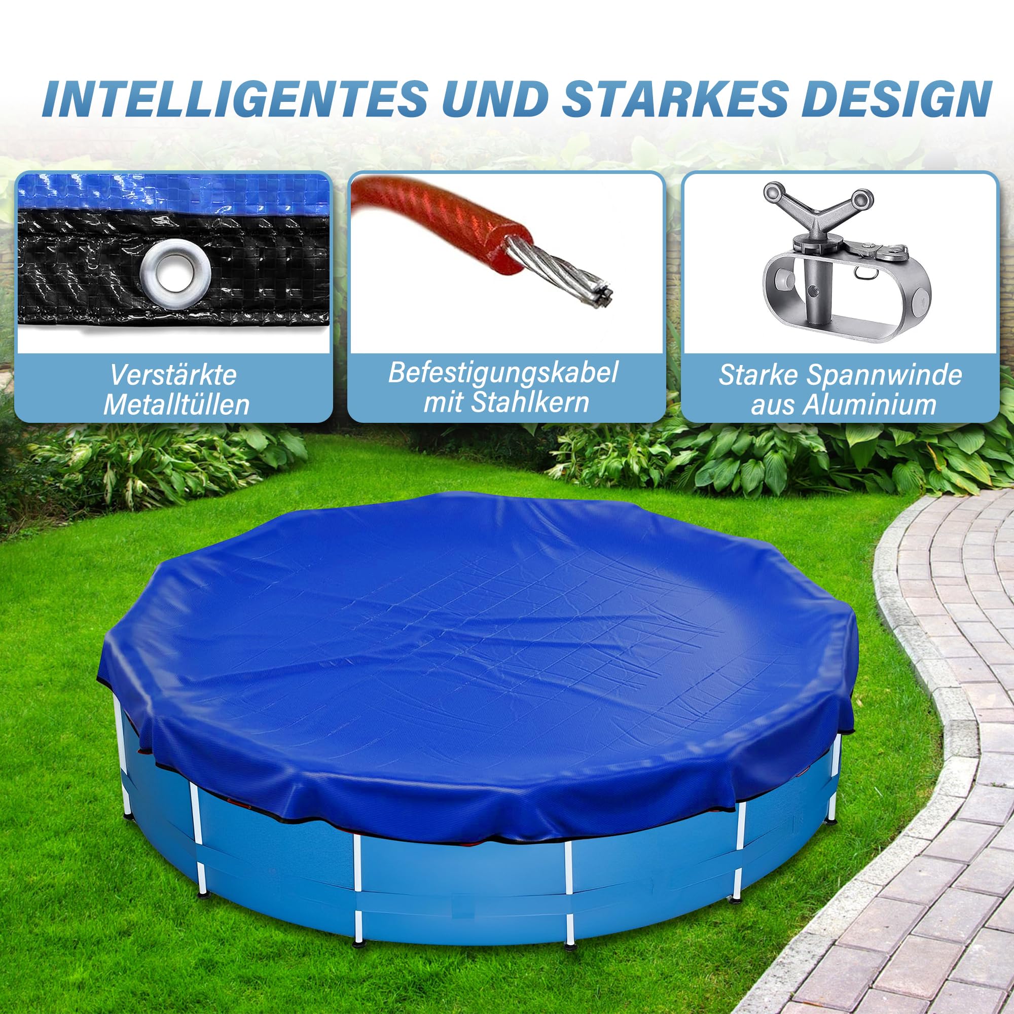 Bâche De Piscine Ronde 4,57 M Diamètre - Couverture Hiver Résistante UV - Protection Contre L'Eau, Poussière Et Feuilles - 4