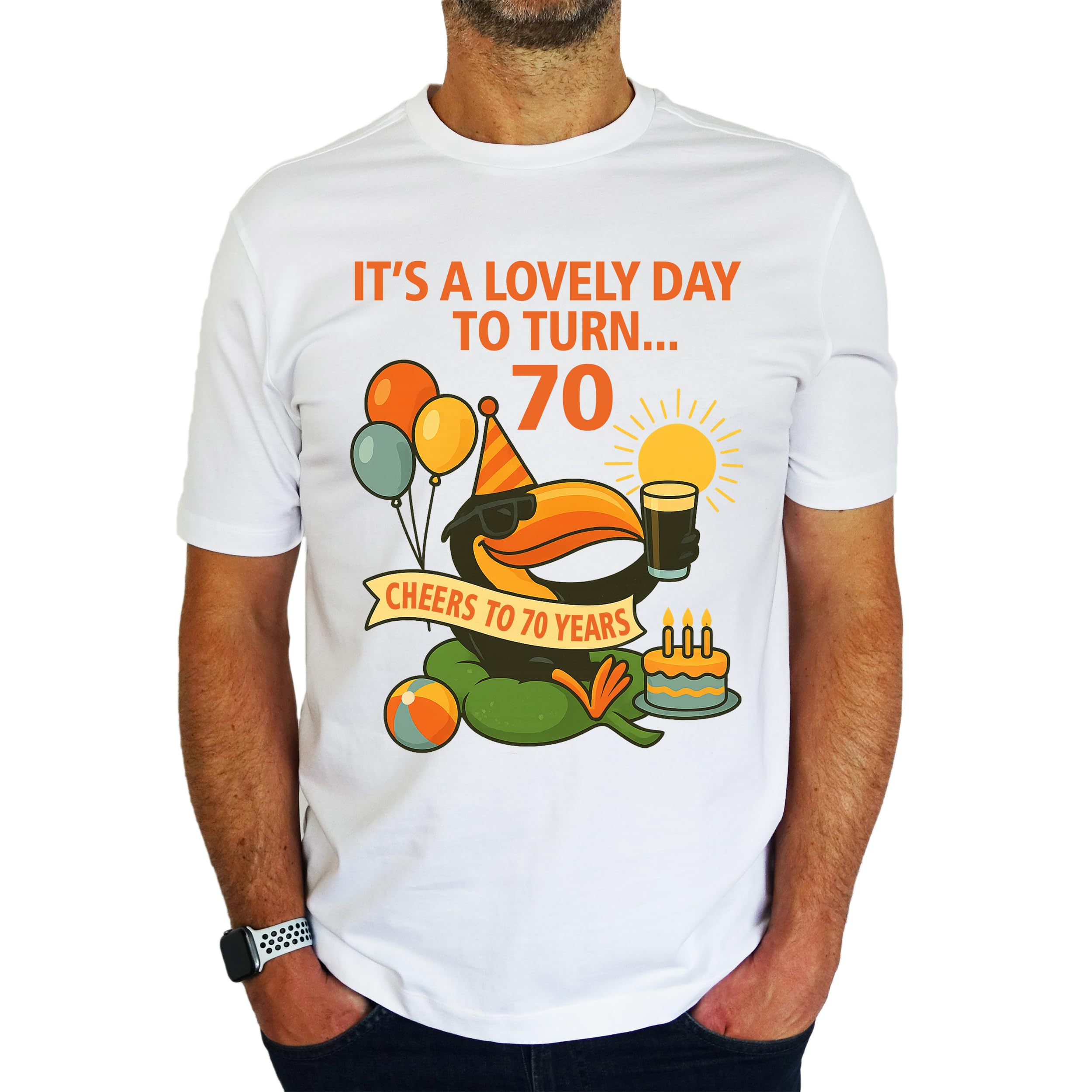 It's A Lovely Day to Turn 70 Toucan - 70th Birthday Gift | Present Mens T-Shirt White L