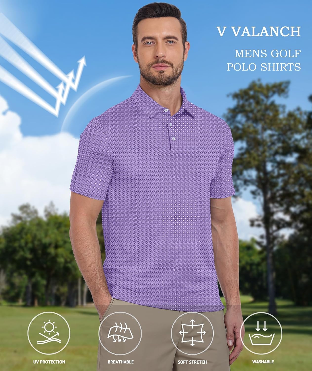 V VALANCH Mens Polo Shirts Short Sleeve Moisture Wicking Golf Tennis Polo Casual Shirts