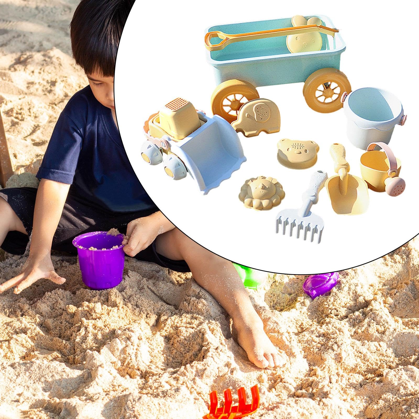 Set di Giochi da Spiaggia, Carrello da per Bambini, Veicolo da Costruzione da con Secchio, Carrello Giochi da per Giocare a, Auto Blu