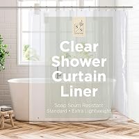 Stitch & Stone Clear PEVA Shower Curtain Liner with Weighted Magnets - Lightweight Waterproof 70x72 Inch Durable Bathroom Essential