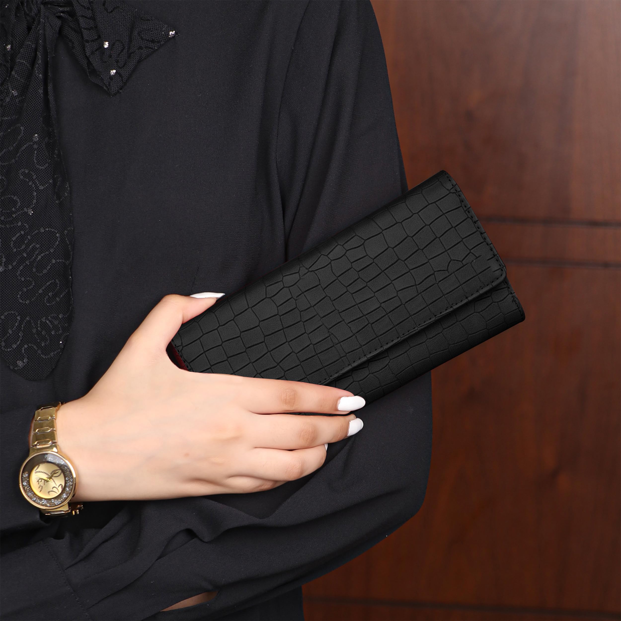 The Wallet Store Croco Design Clutch - Black