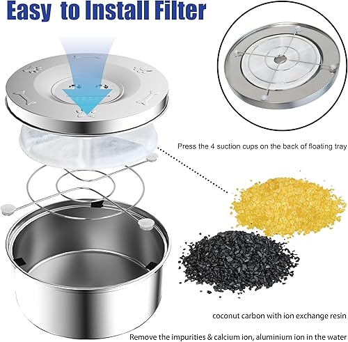 Miniatura 2 de MewDgland Cuenco de agua para perros, 3 litros grande sin derrames, dispensador de agua de acero inoxidable a prueba de derrames para perros,