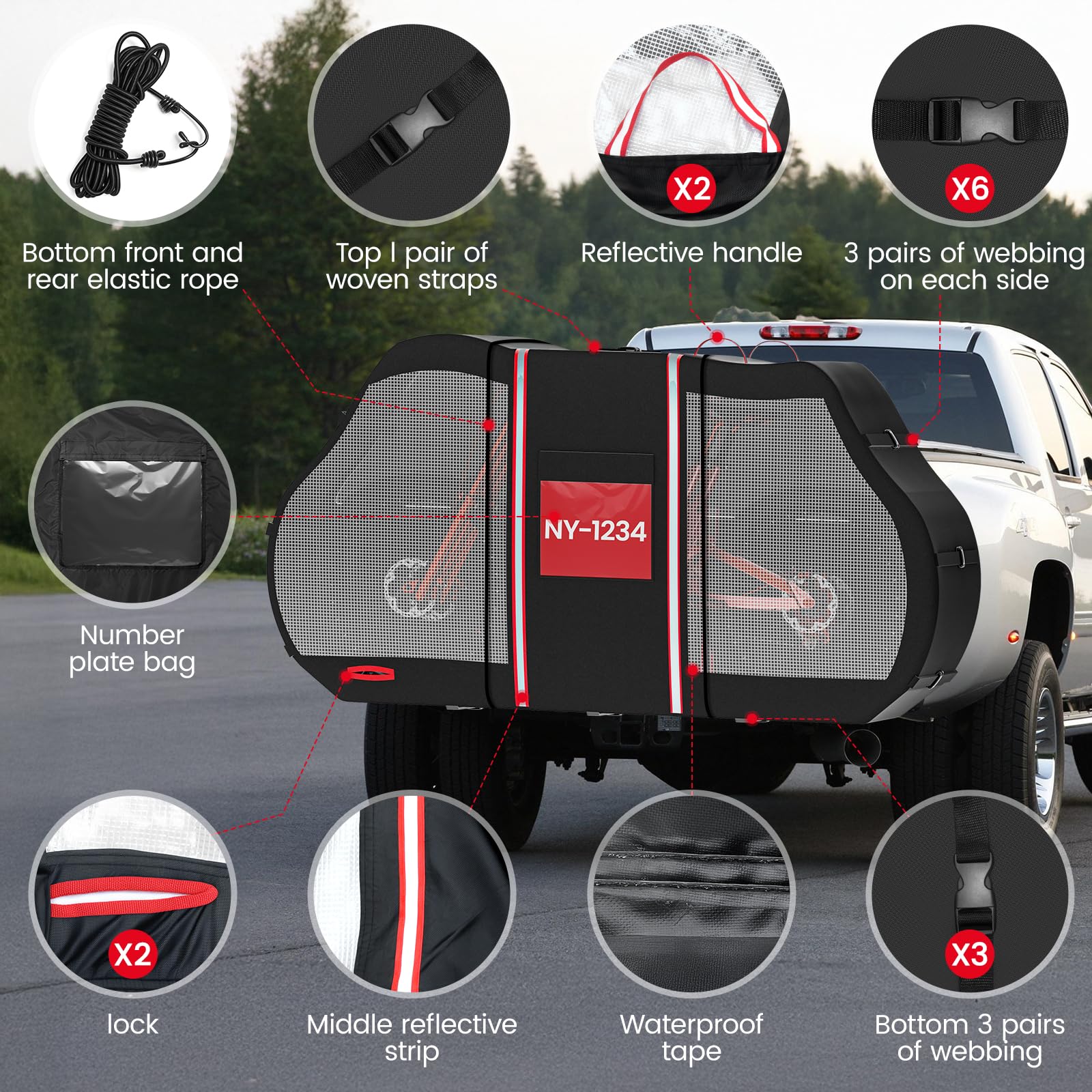 Fahrradabdeckung für 2 Fahrräder Fahrradhülle für Heckträger Fahrradschutzhülle Wohnmobil Wetterfest Reißfest 420D Oxford Heavy Duty für Camping Wohnmobil Heckträger,Transparenz
