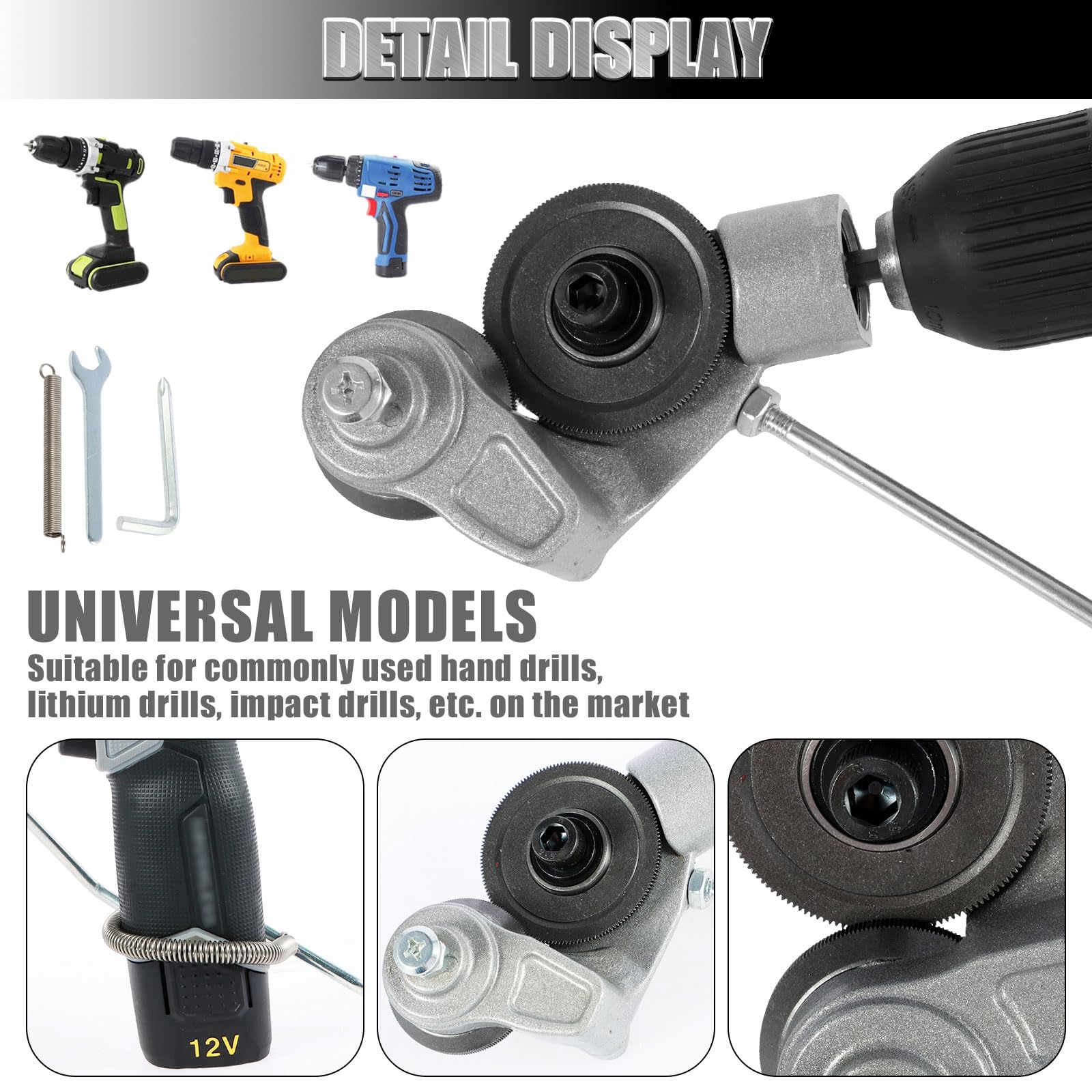 LYDODOKA Electric Drill Plate Cutter Attachment, Electric Drill Shears Adapter, Enhanced Model Metal Plate Cutter for Cutting Flat Iron, Steel,Copper, Aluminum Sheets 0.03