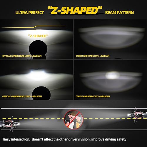 Miniatura 2 de OFFROAD GAMERS Nuevo láser brillante 7 pulgadas motocicleta LED faros redondos Hi Low Beam Halo compatible con Suzuki Yamaha Honda DOT HiLo Sealed