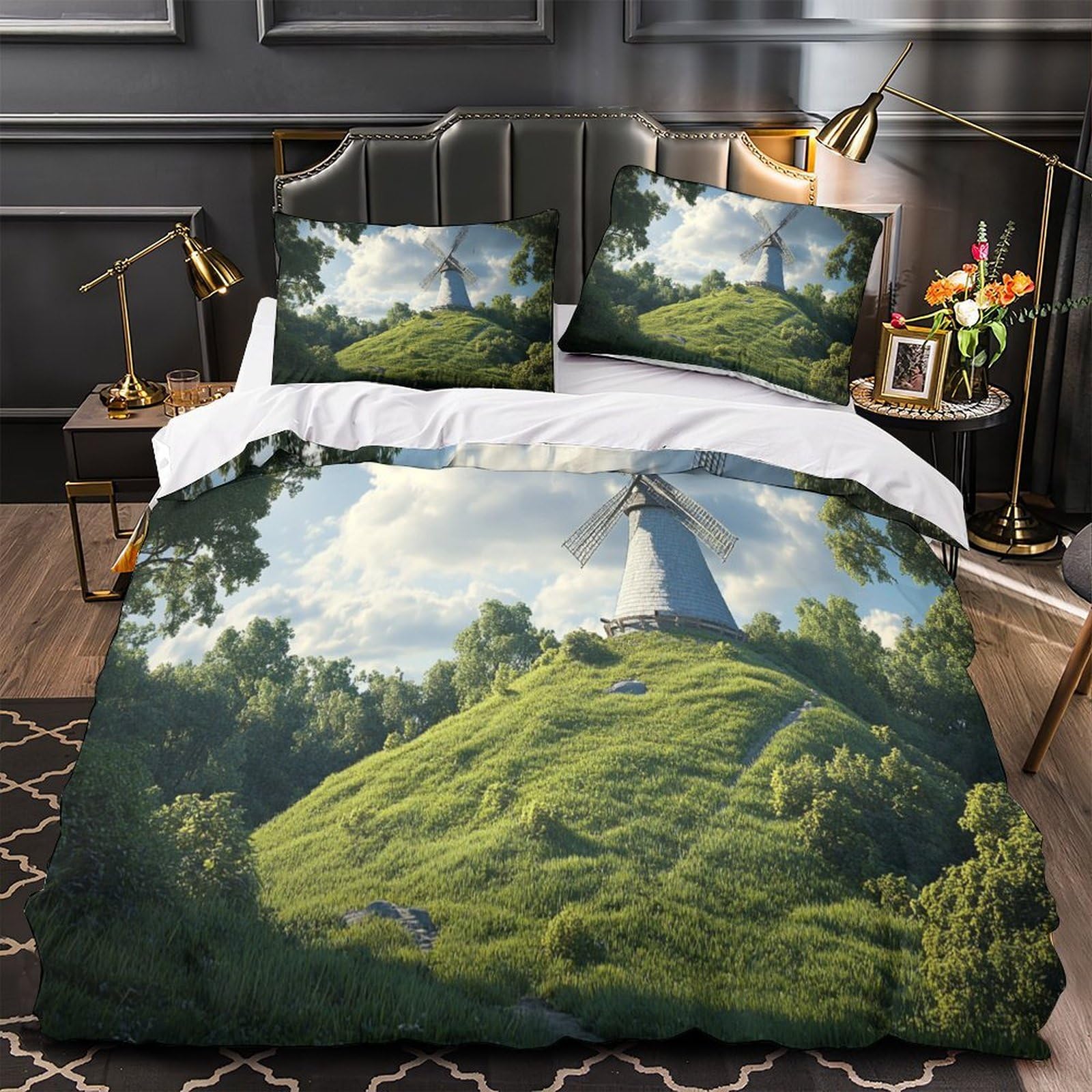 Housse de couette paysage de campagne pour chambre adulte et enfant