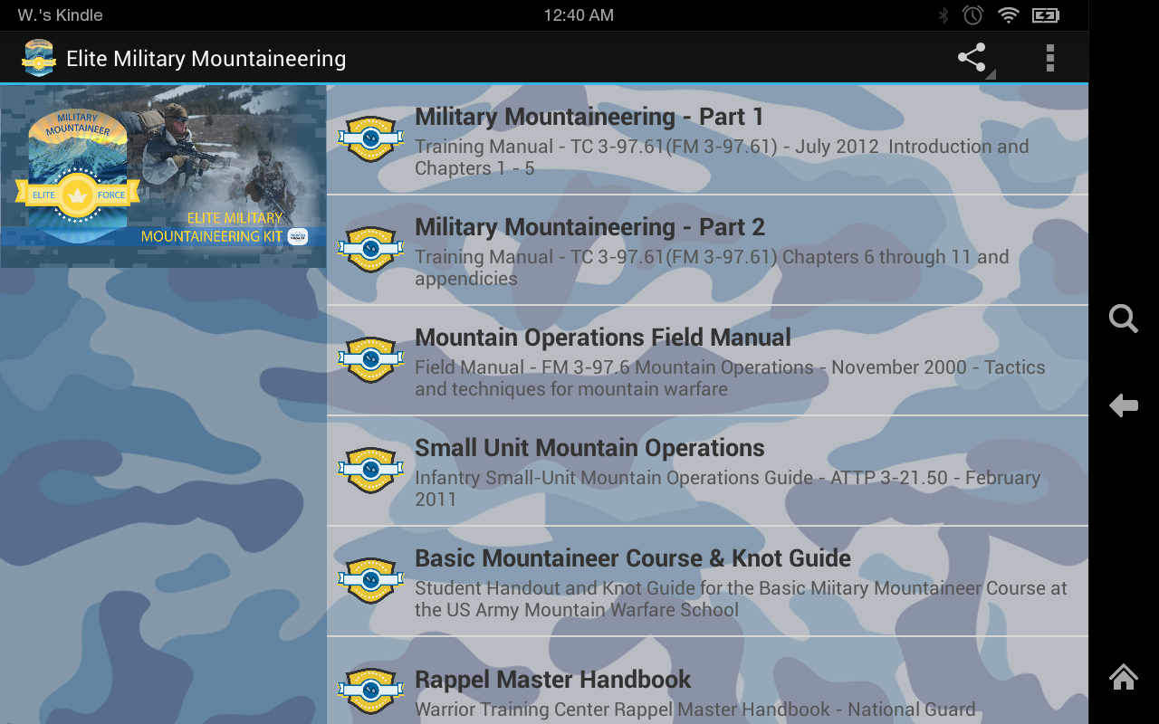 Elite Military Mountaineering App on Amazon Appstore