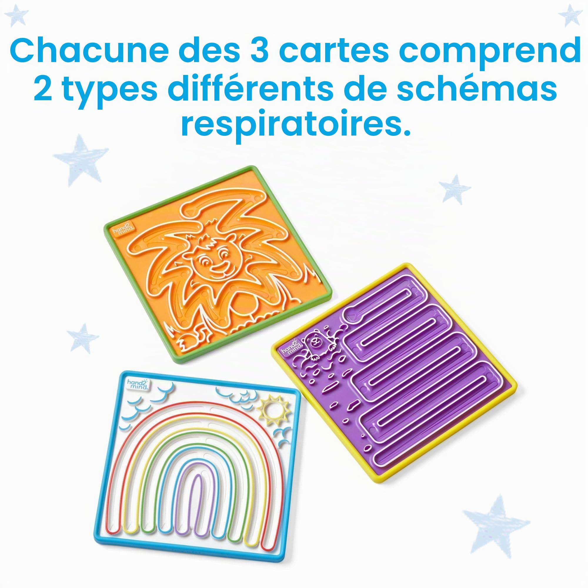 Jeu de 3 labyrinthes apaisants de Learning Resources, tableaux recto-verso de respiration avec des chemins à suivre avec le doigt, pleine conscience pour enfants, jouet sensoriel pour jeu sensoriel