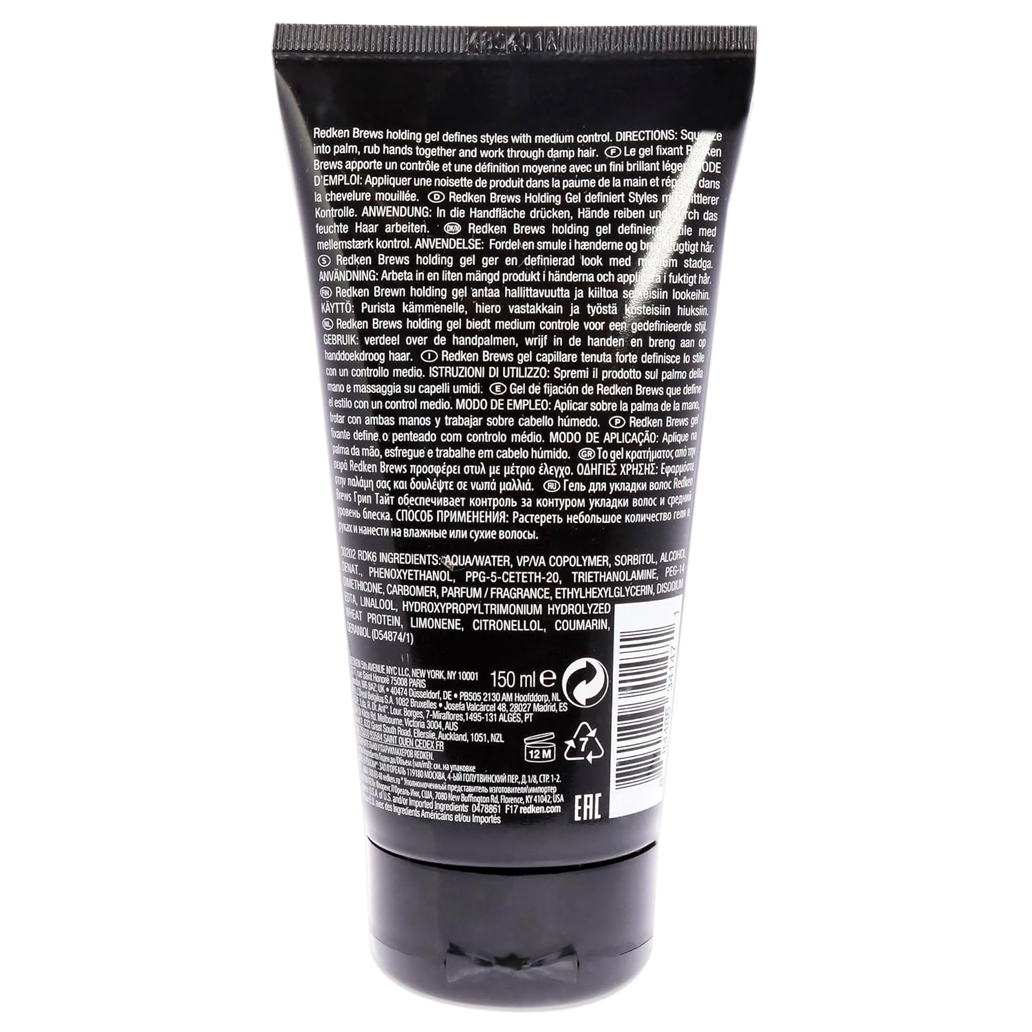 Redken Brews Holding Gel For Men For All Hair Types - Medium Hold Styling & Shine and Flake-Free With No Crunch Styling, Great For Curly Hair
