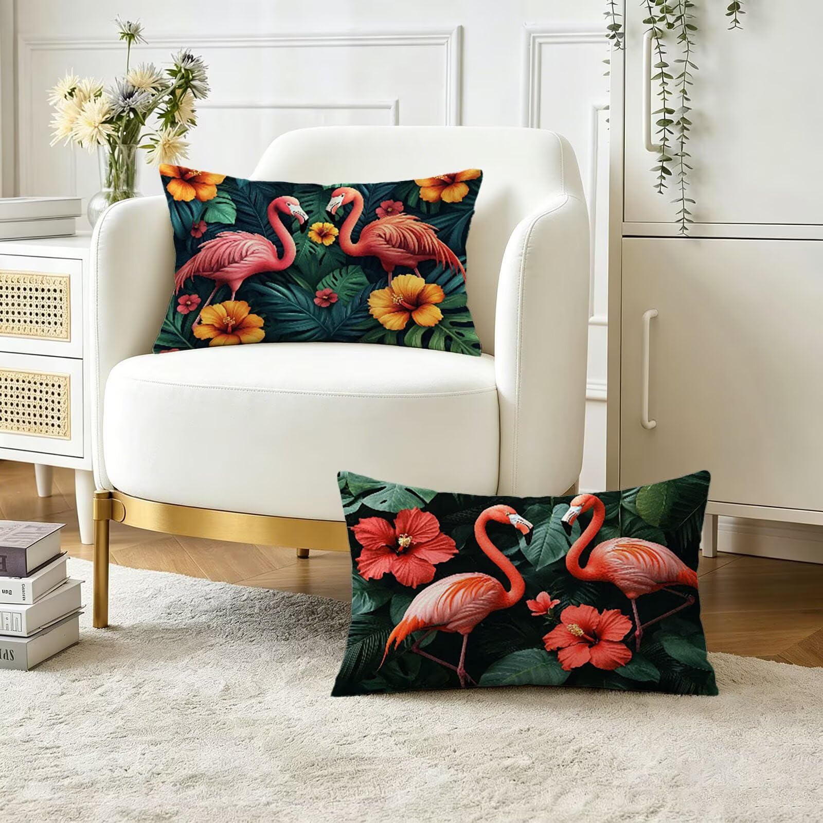 Housse coussin 50x70 cm lot de 2 imperméable en lin O-2567
