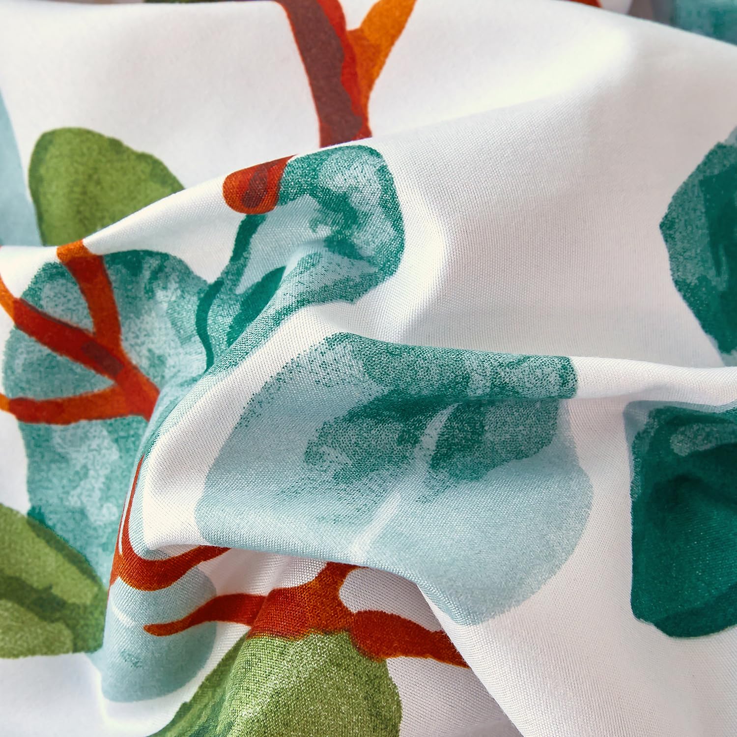 Jemiipee Lenzuolo con Angoli 180x200 cm Letto Matrimoniale Maxi - Lenzuola Sotto con Angoli Floreale in Microfibra a Motivo Primavera Rami e Foglie - Verde