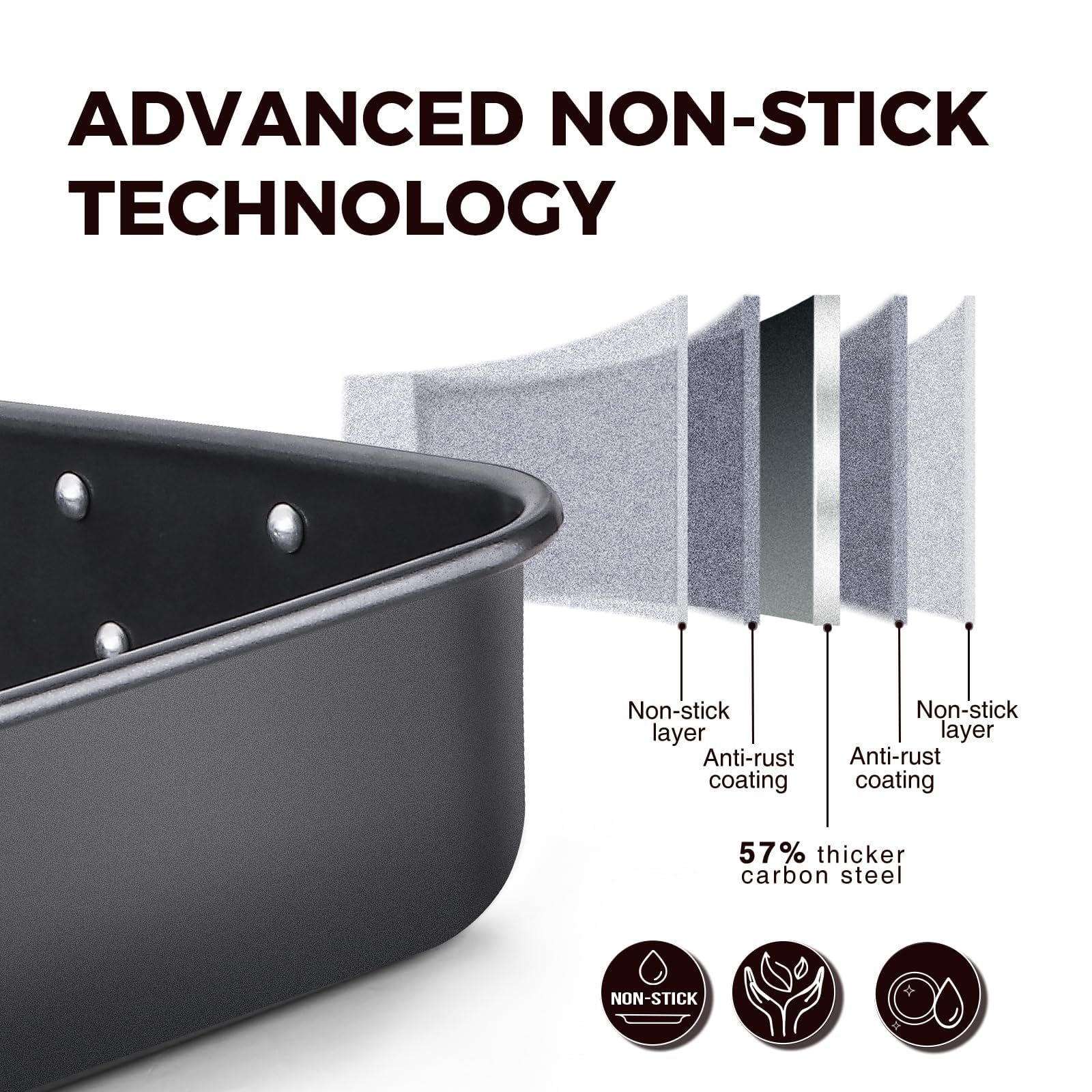 HONGBAKE Lasagna Pan - Nonstick, Heavy Duty -5 HONGBAKE Lasagna Pan - Nonstick, Heavy Duty -5