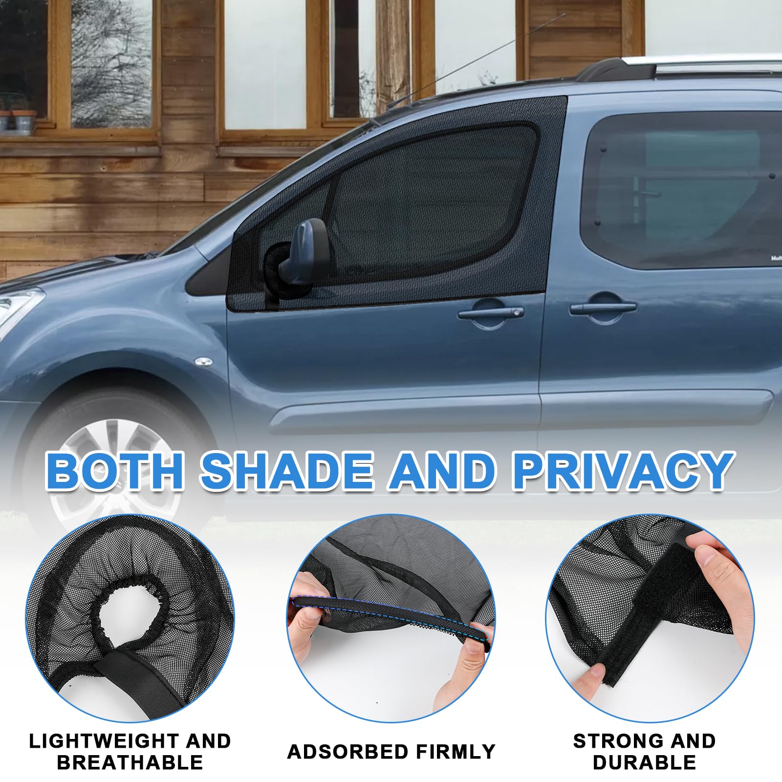 Mosquitera para Ventanas Laterales de Coche para Citroen Berlingo Peugeot Partner 1996-2026, Parasol Elástico para Ventanas Laterales de Automóviles con Protección UV y Privacidad