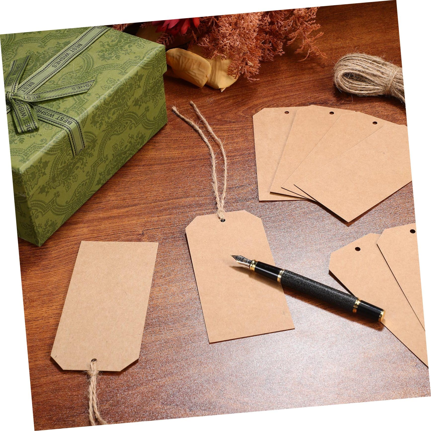 200 Étiquettes en Papier Kraft Multifonctions avec Ficelle de Jute, Légères et Simples, pour Décoration et Projets Diy, Couleur Kaki Classique
