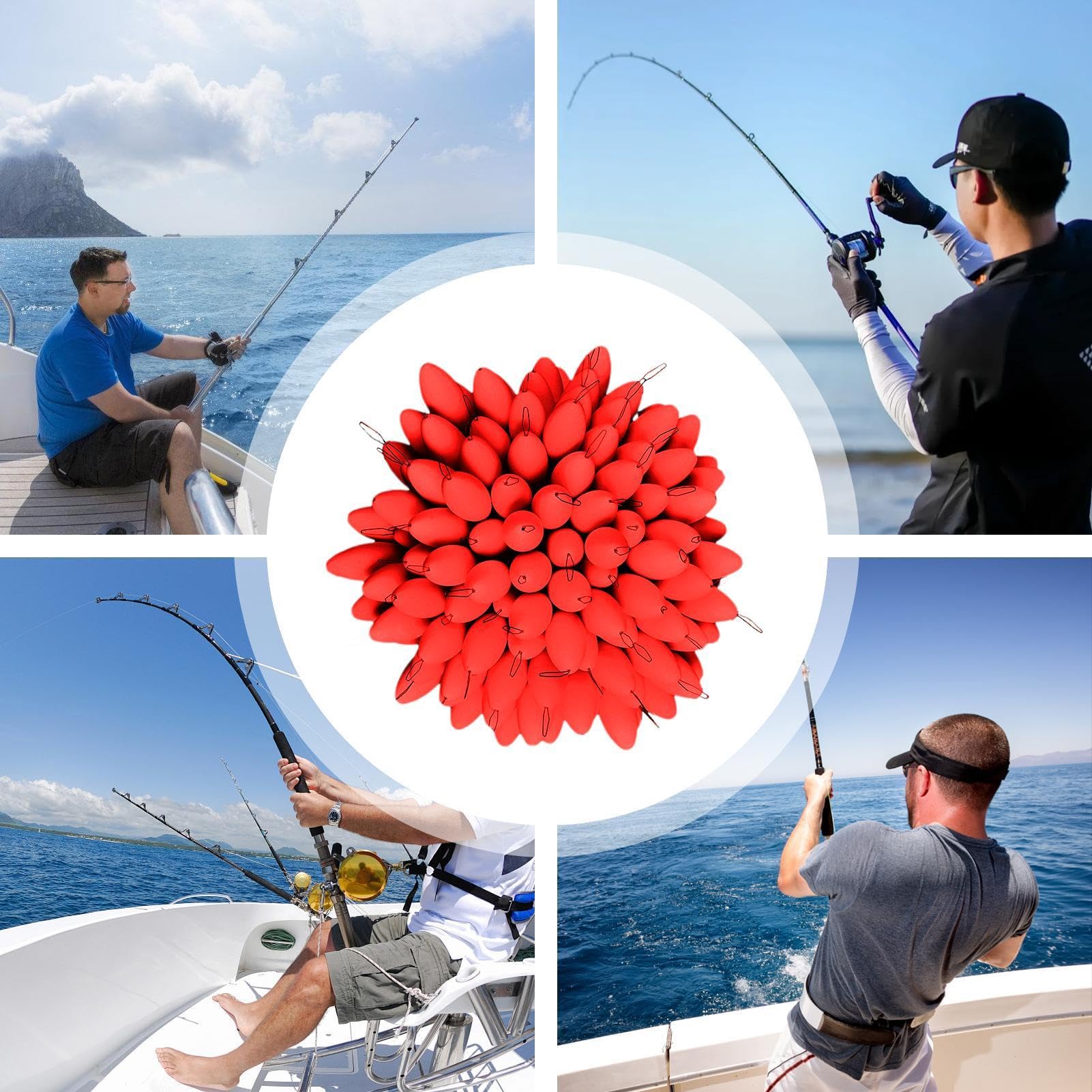Lot De 100 Flotteurs De Pêche Ovales Et Lumineux – Boules Flottantes 7 étoiles Pour Canne à Main, Mer, Rivière Et Glace