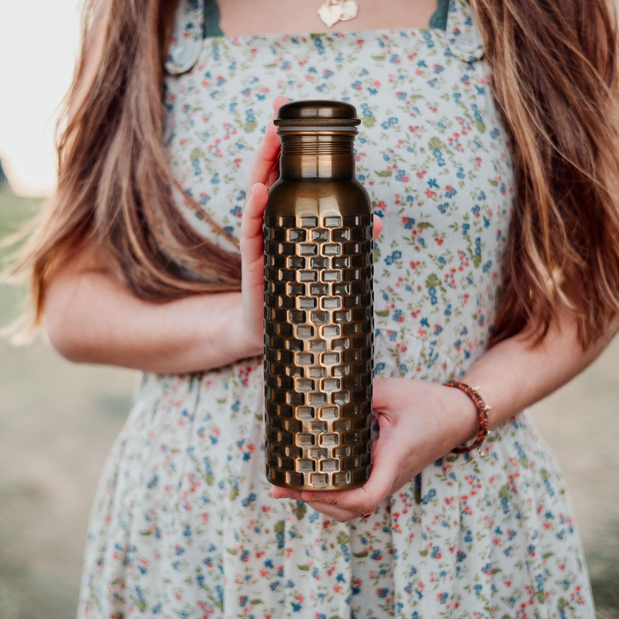 Bottiglia D'acqua In Rame Puro 900 Ml, Senza Giunzioni, Ayurvedica, A Prova Di Perdite, Per Sport, Yoga E Viaggi