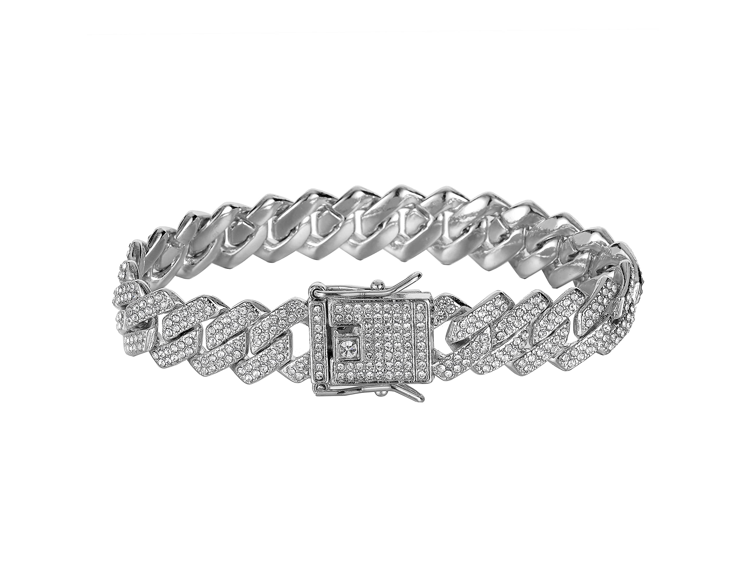 SaintdaCuban Link Bracelet For Men Women Silver/Gold/Rose Gold Bracelets Iced Out Miami Cuban Bracelet Hip Hop Jewelry Gift