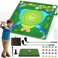 Kids Golf Chipping Game for Boys, Girls and Adults, Indoor Outdoor Mini Golf Set with Balls,Club, Backyard Family Birthday Gifts (Chipping Game+2 Golf Clubs)