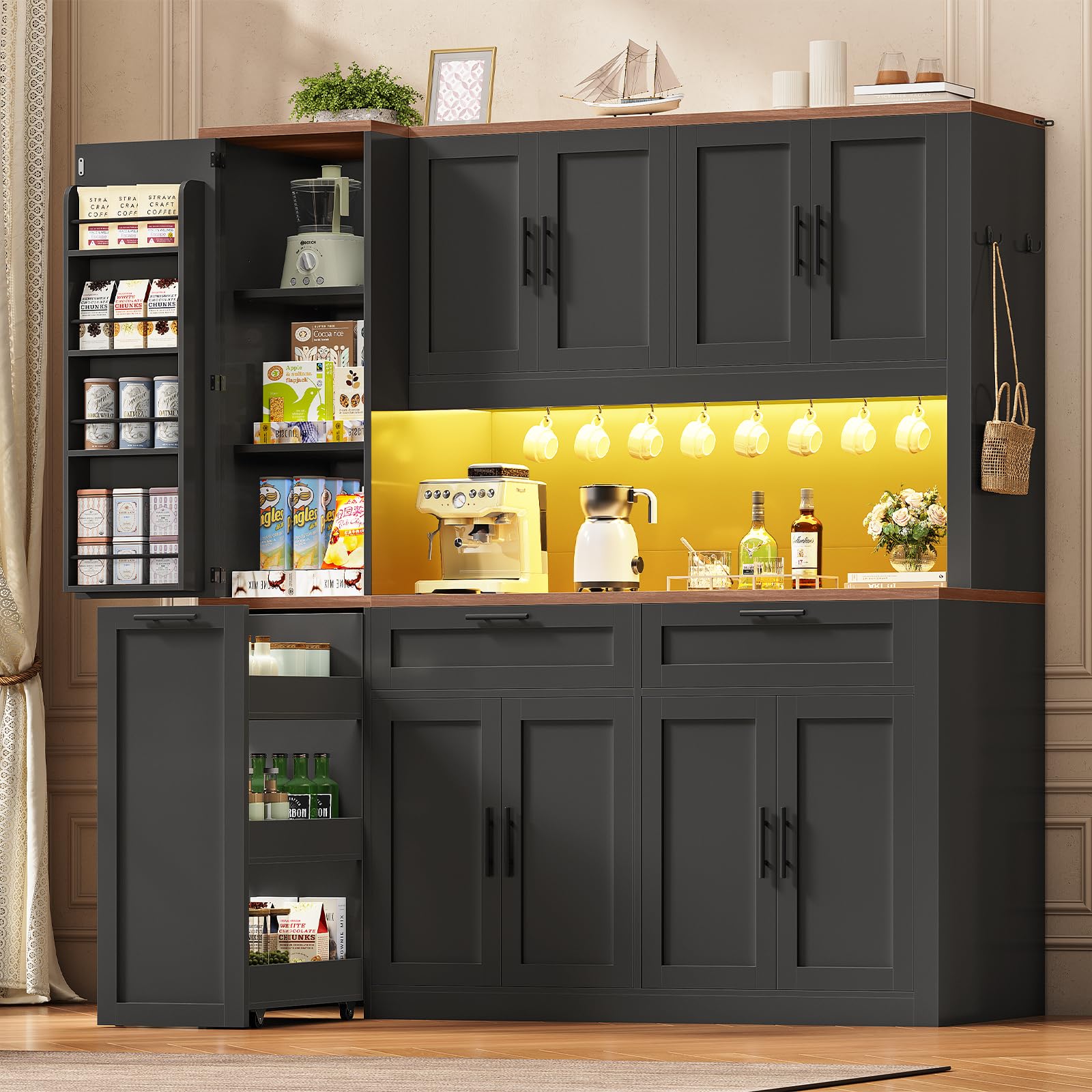 Itaar 71" Kitchen Pantry Cabinet - accent furniture | Mubboo