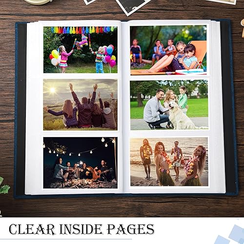 Miniatura 3 de Álbum de fotos de 3 piezas para 4 x 6, 300 fotos, cubierta de lino, libro de fotos, libro de fotos para boda, familia, aniversario, bebé, 3 colores