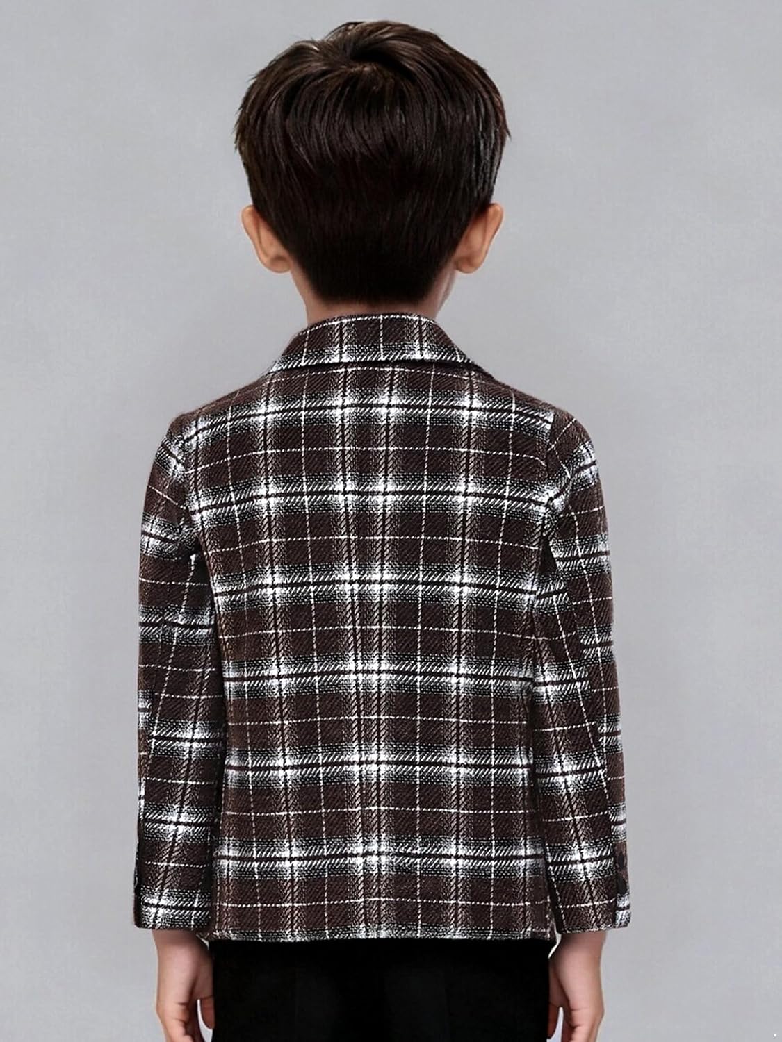 YiZYiF Boy Slim Fit Plaid Suit Jacket Double Breasted Suits Blazer for Toddler Boys Formal Wear