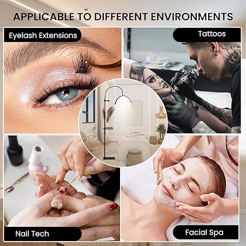 Miniatura 7 de Luz de pestañas para tecnología de pestañas, lámpara de pie LED de media luna para esteticista, tatuadores, tecnología de uñas, cuidado de la piel,