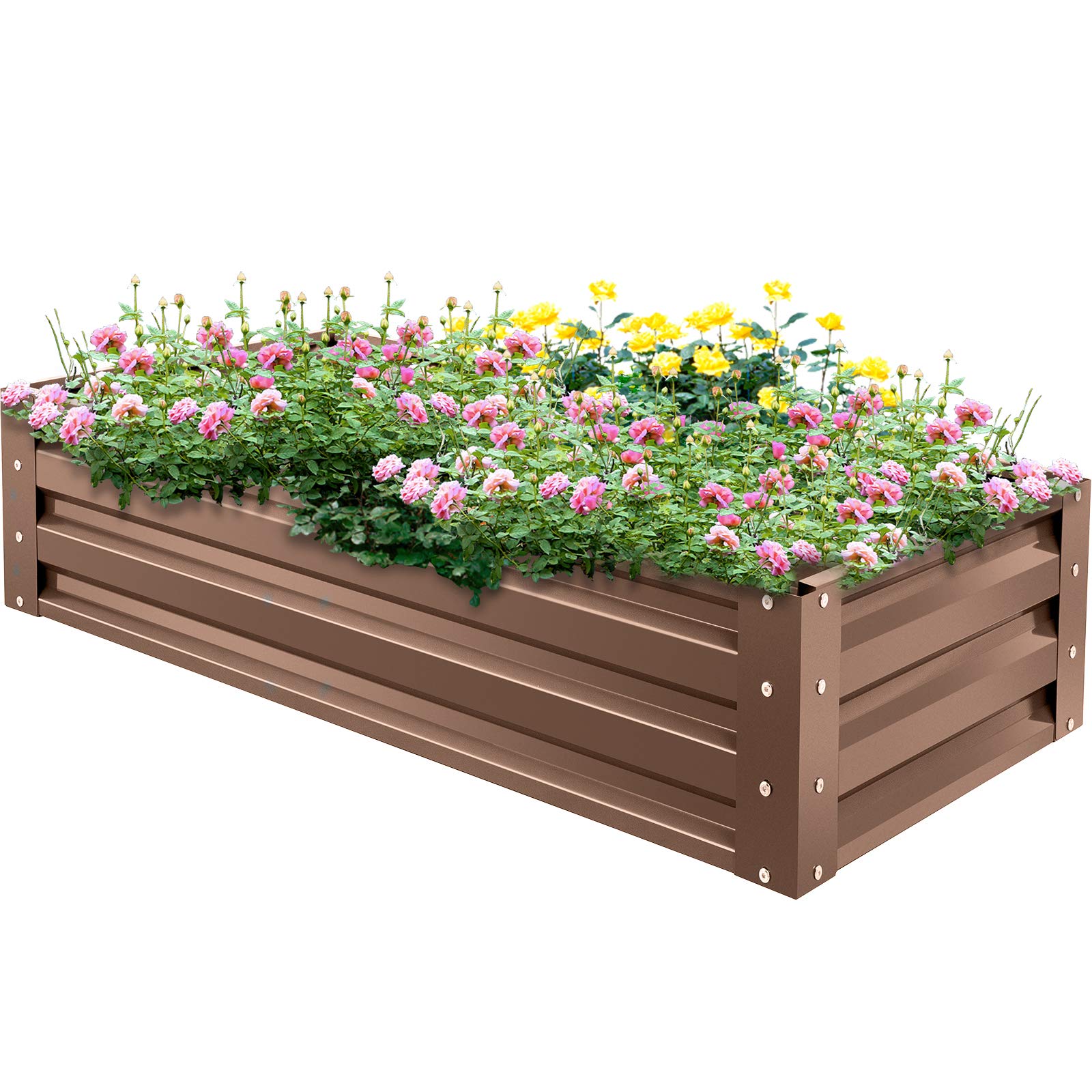 VEVOR Galvanized Raised Garden Bed, 48" x 24" x 10" Metal Planter Box