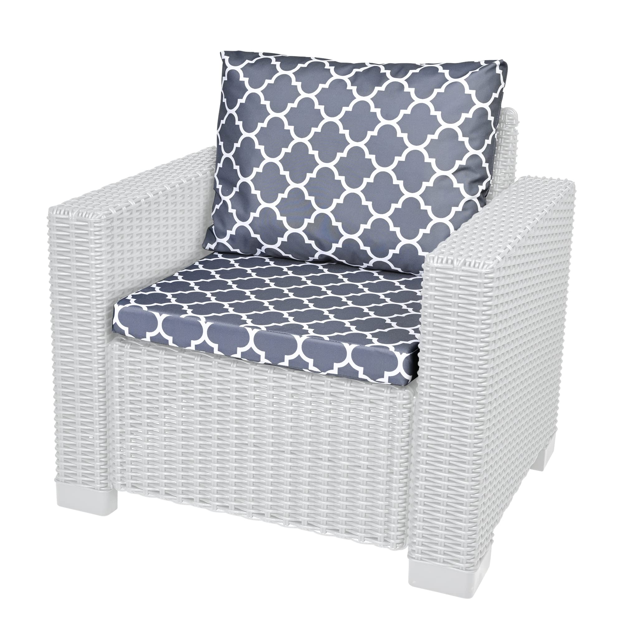 Waterproof Outdoor Seat Cushions Pad for Keter Allibert California - Comfy Set Cushion Pads For Patio Rattan Furniture - Removable Cover - Water Resistant Material, Foam - 2 Piece - Marocco Graphite โ image 1
