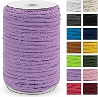 Vista 20 de JeogYong - Cuerda de macramé trenzada 5mm x 90m, cuerda de algodón trenzada de 8 hebras natural, cuerda de cordón de dibujo colorida para colgar