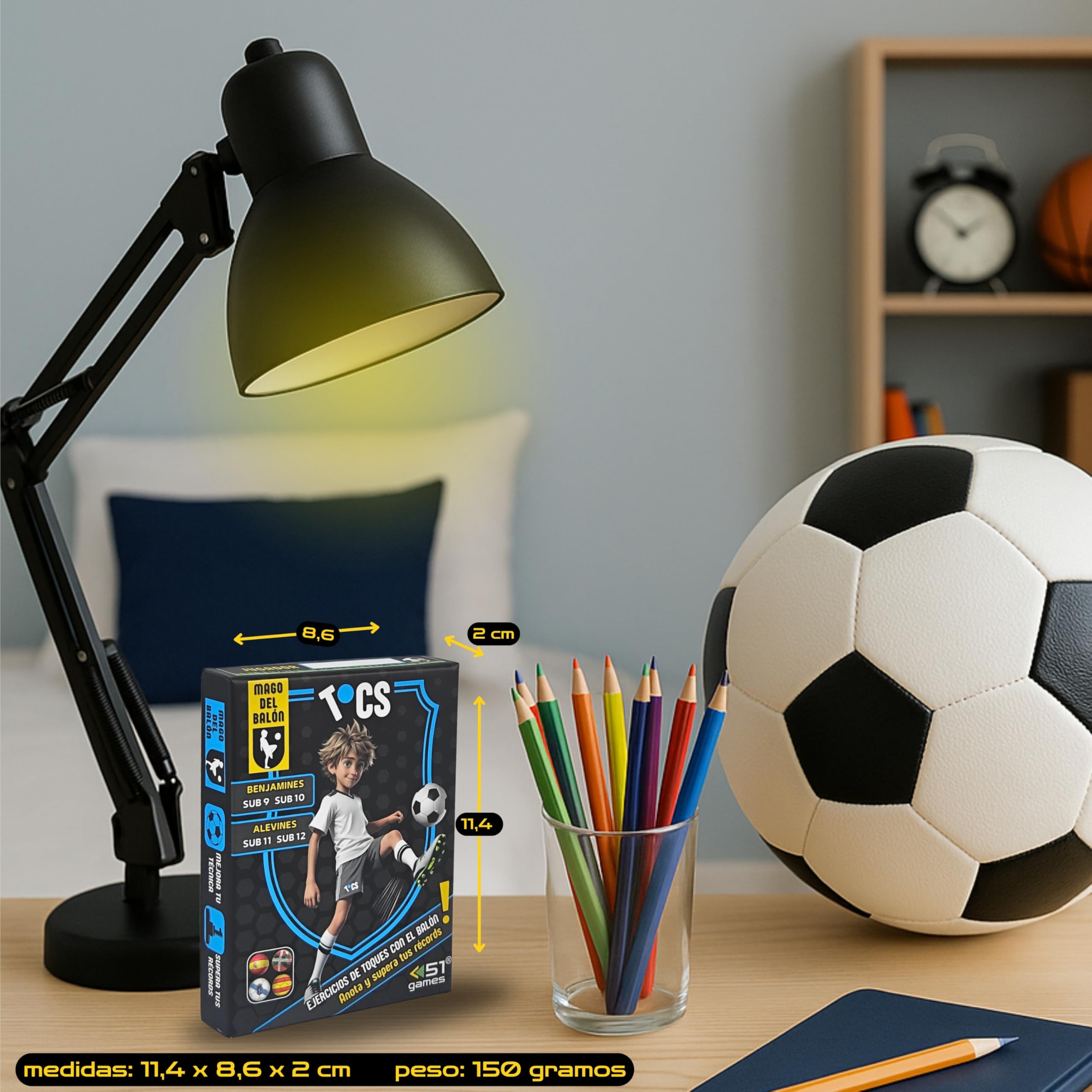 TOCS Mago del balón | Ejercicios de fútbol para niños | 36 retos de toques con el balón | Mejora tu técnica | Anota y supera tus récords | Regalo 8,9,10 y 11 años | Tu entrenamiento en forma de juego