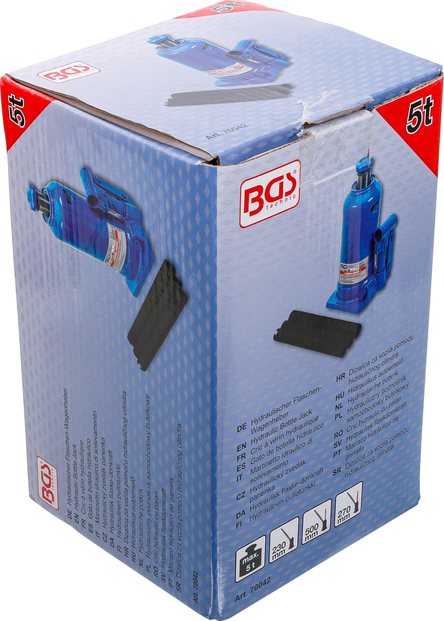 BGS 70042 Gato de botella hidráulico 5 t pistón doble