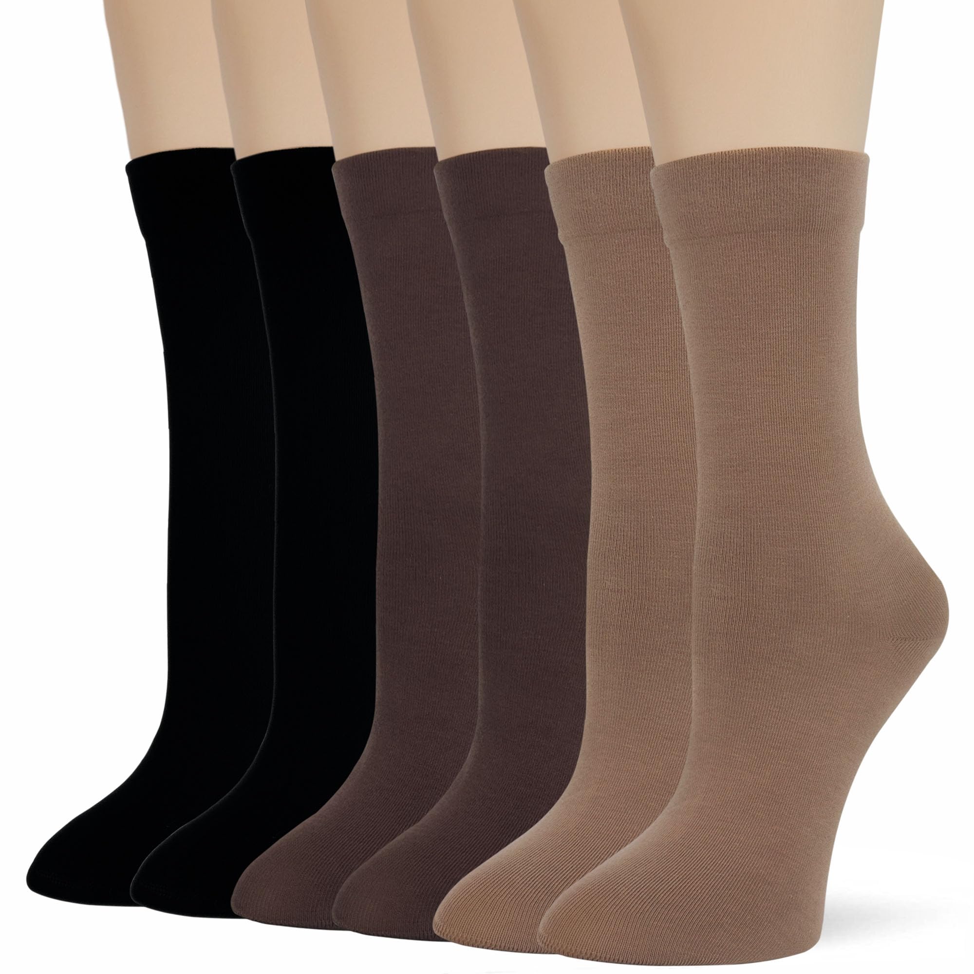 Thin Crew Socks for Women, Ladies Soft Cotton High Calf Boot Sock