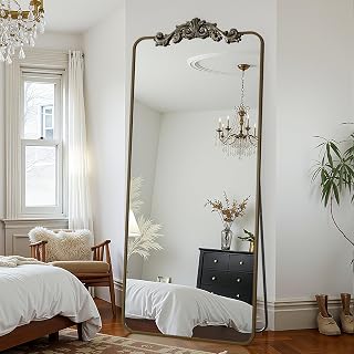 Full Length Mirror, 71"x28" Floor Mirror Freestanding with Carved Metal Frame, Full Body Mirrors for Living Room, Standing, Hanging, Leaning Mount, Bronze, Retro Style - Amazon product rated Grade A