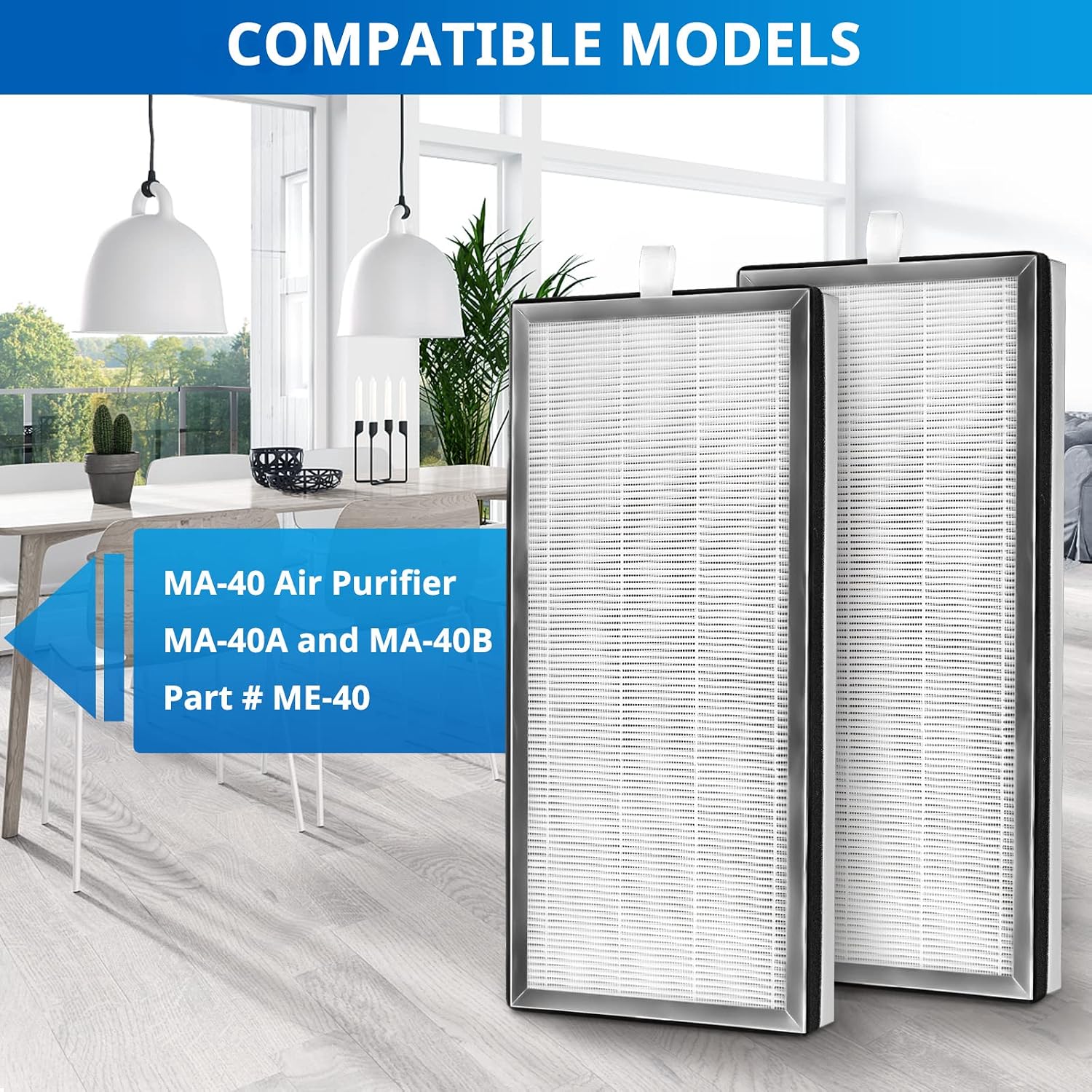MA-40 Replacement Filter H13 HEPA MA40 Filter - Compatible with MA-40 3-in-1 Filters Contains High-Efficiency Activated Carbon Filter, 2 Pack ME-40 Filter