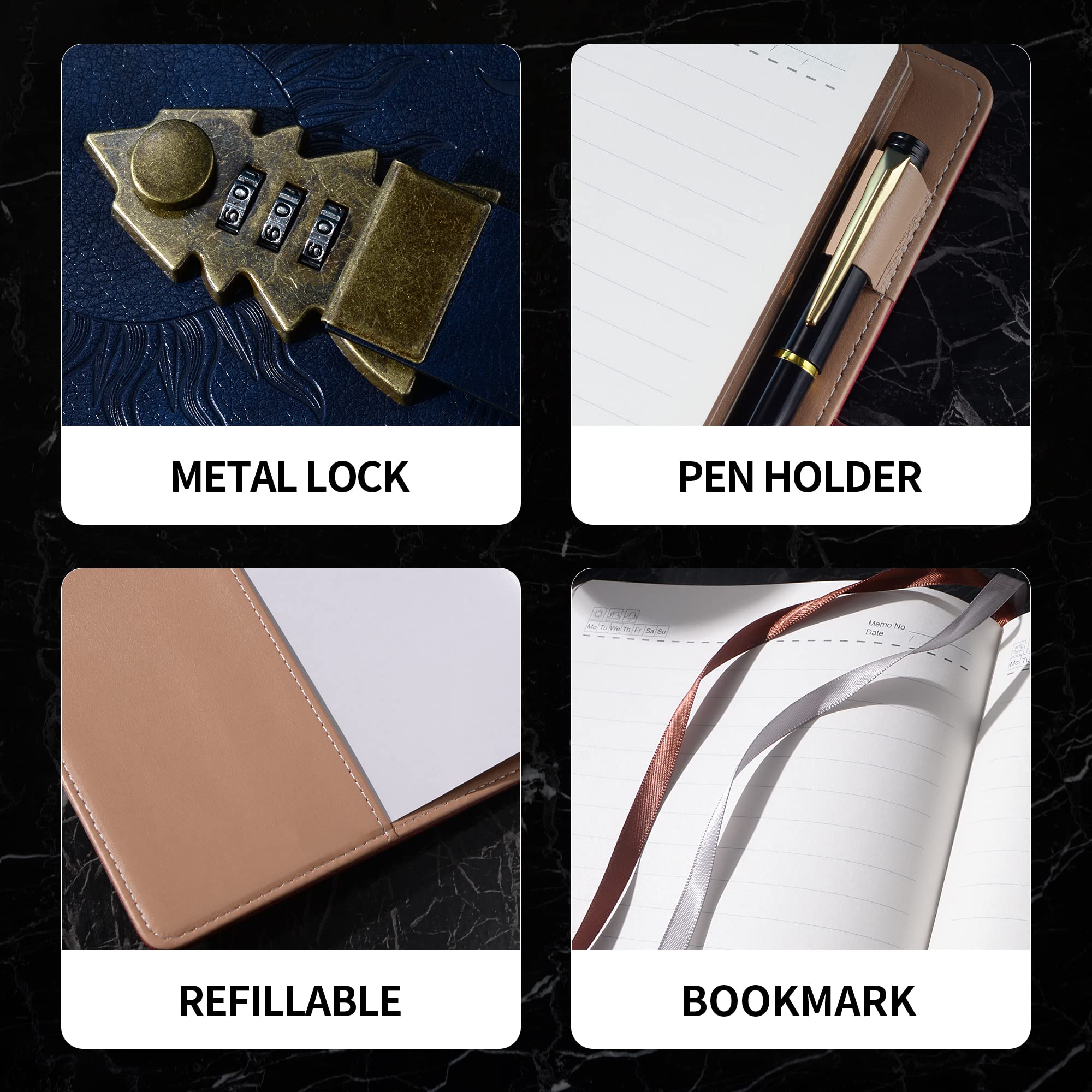 ZXHQ Lock Diary for Women & Men, A5 240 Pages Lockable Journal