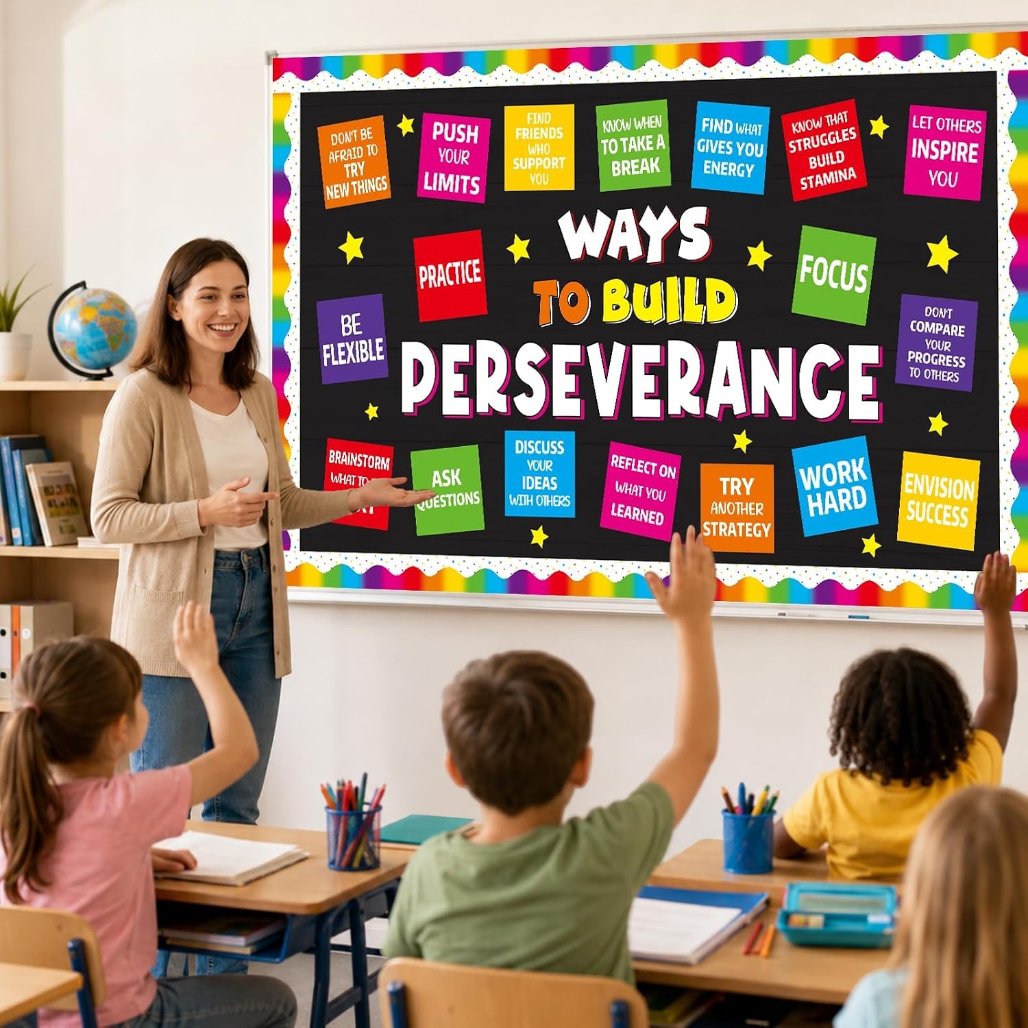 Growth Mindset Bulletin Board Set Motivational Classroom Decorations Ways to Build Perseverance Bulletin Board Positive Affirmation Paper Cutouts for Teachers School Home Chalkboard Door Wall Decor image 4