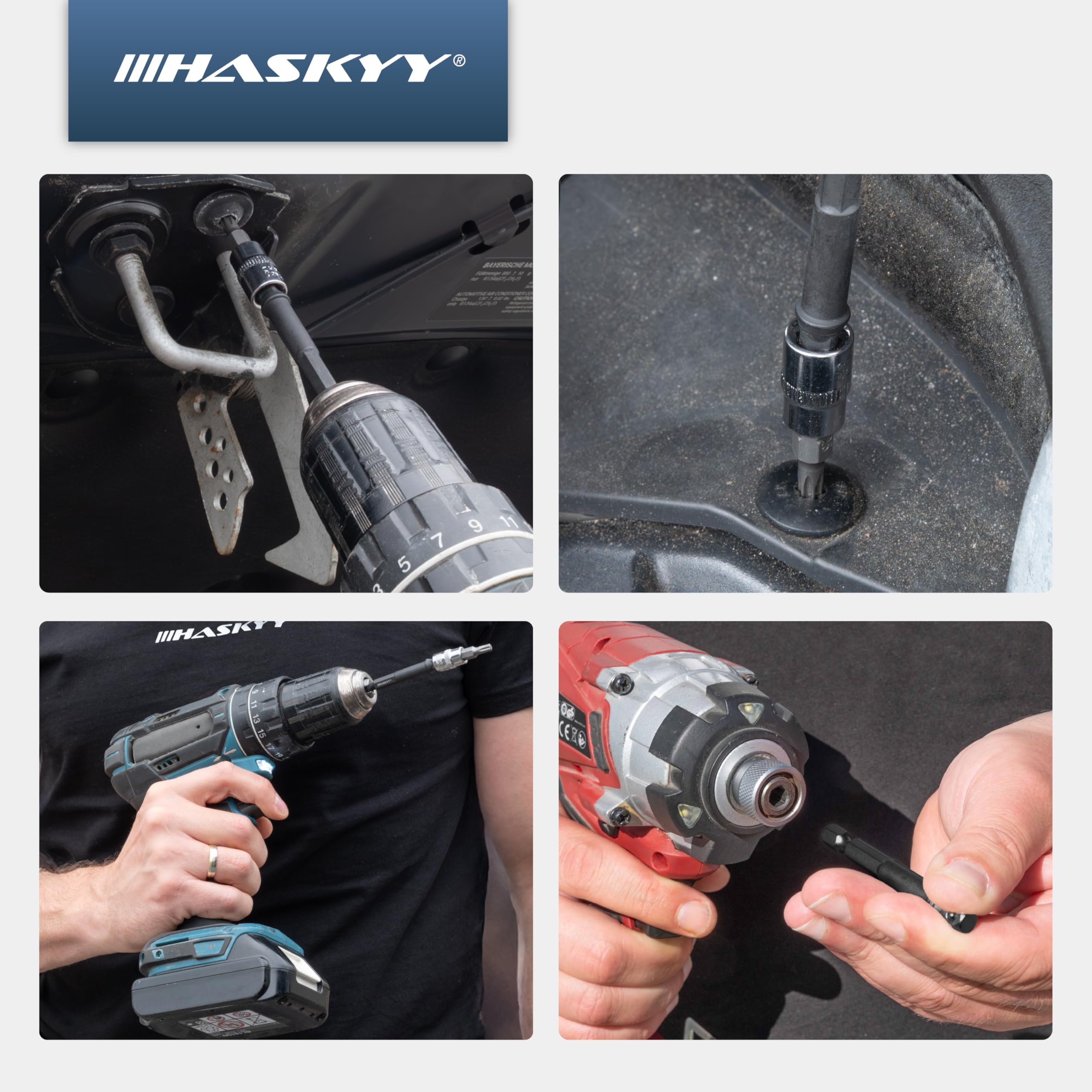 HASKYY Zestaw adapterów do wkrętarki udarowej 1/4" 3/8" 1/2" 3/4" do wkrętarki akumulatorowej, grzechotki i klucza dynamometrycznego – zestaw adapterów do kluczy nasadowych ze stali