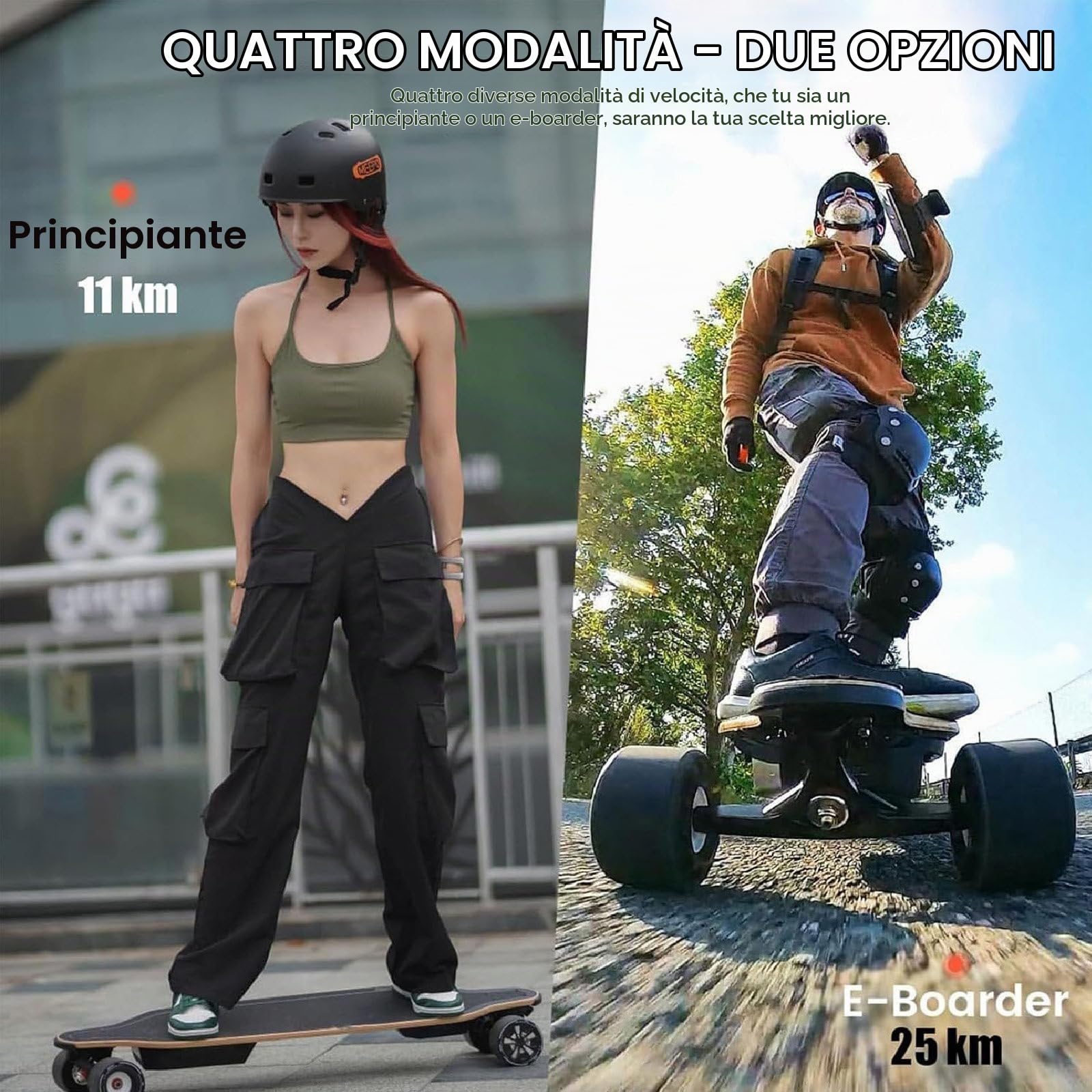Skateboard Elettrici - Motore Brushless Da 700 W, Tavola In Acero A 7 Strati, Carico Massimo Di 330 Libbre, Cruiser Board Motorizzato, Autonomia Di 15-30 Km (Opzionale)