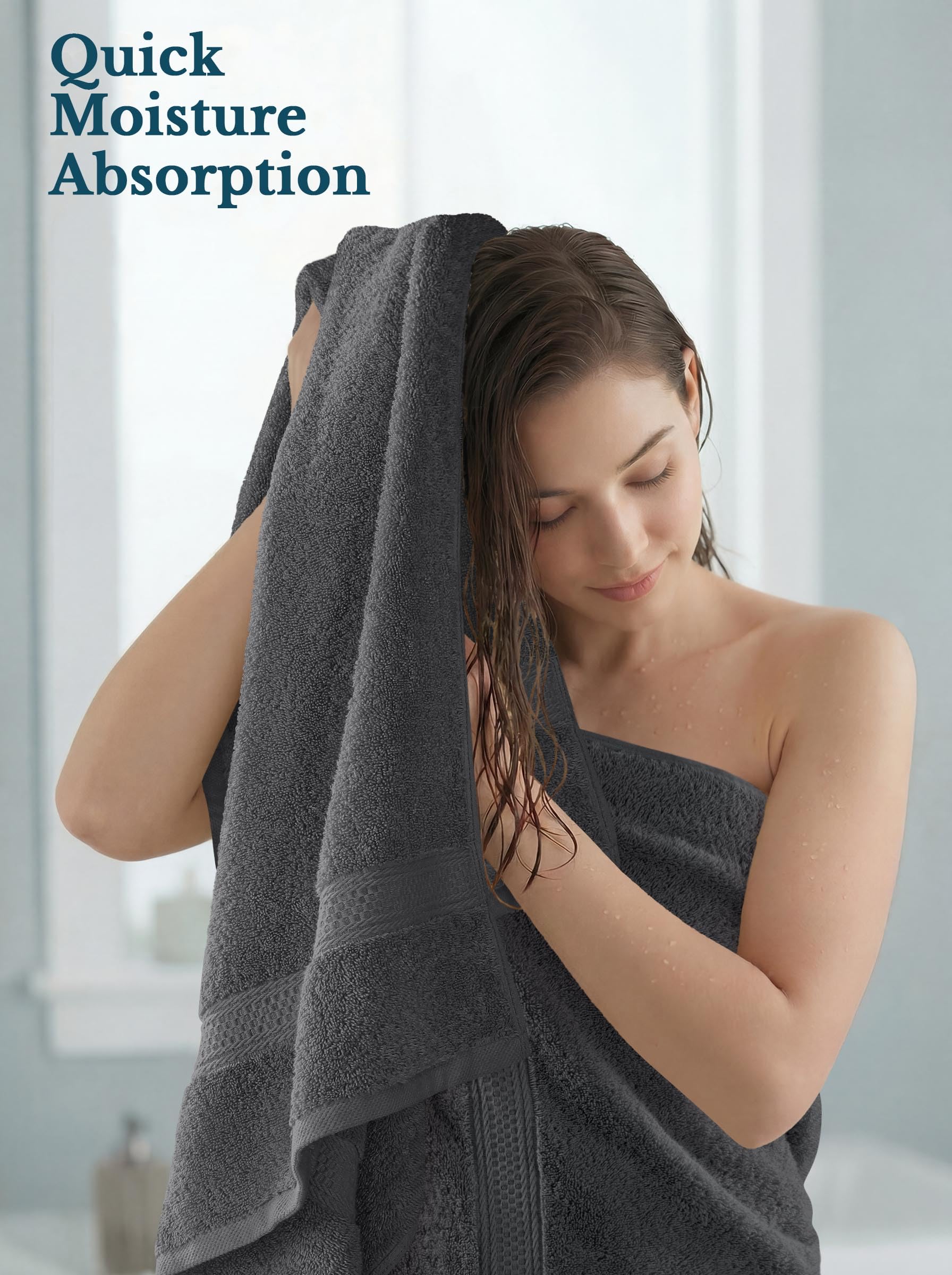 Utopia Towels 4 Pack - Premium Grey Bath Towels -6