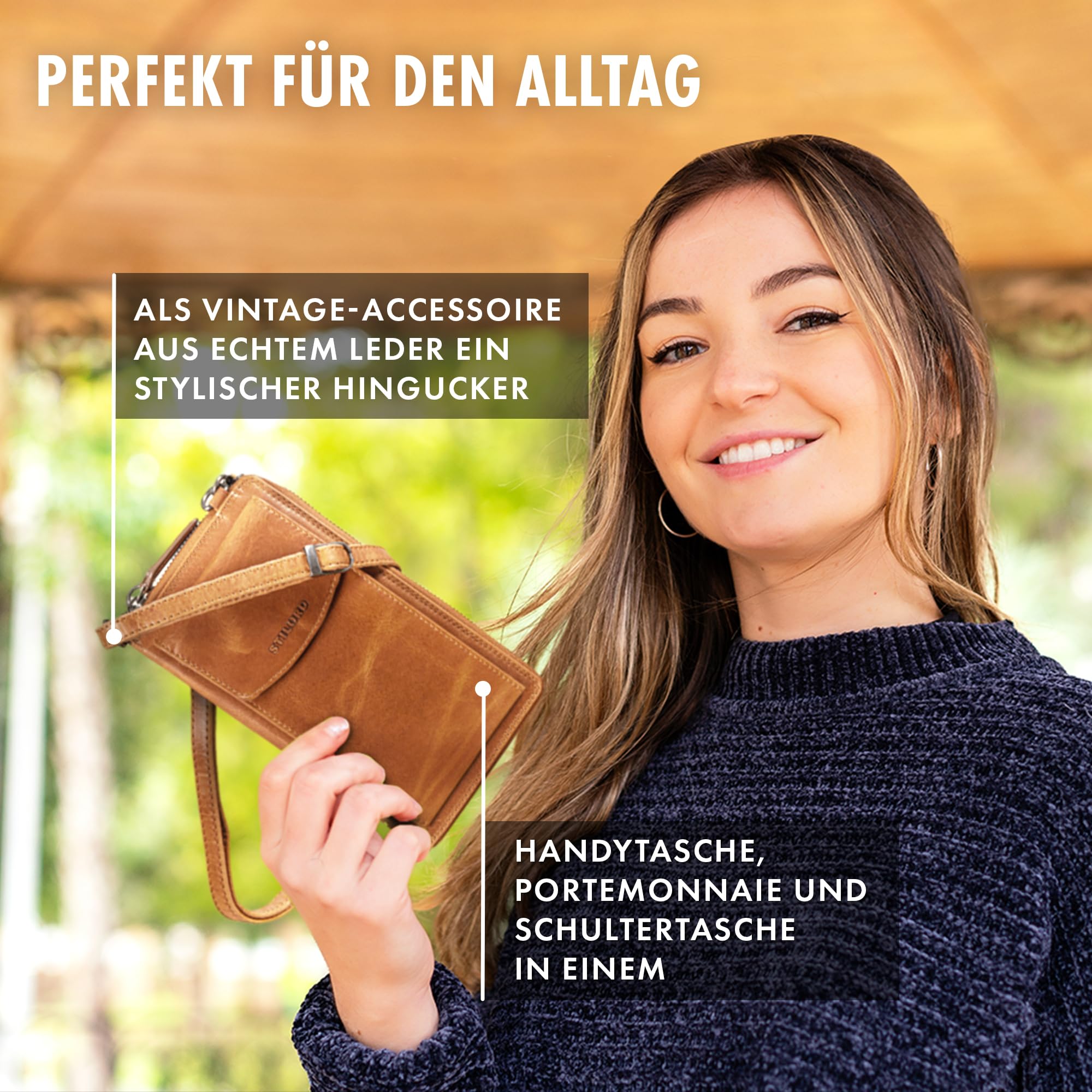 STILORD Damen Umhänge Geldbeutel aus Leder mit Handyfach - 2 in 1 Geldbörse Handytasche zum Umhängen - Crossbody Portemonnaie für Frauen Sarah Echtleder groß Farbe:Perugia-braun