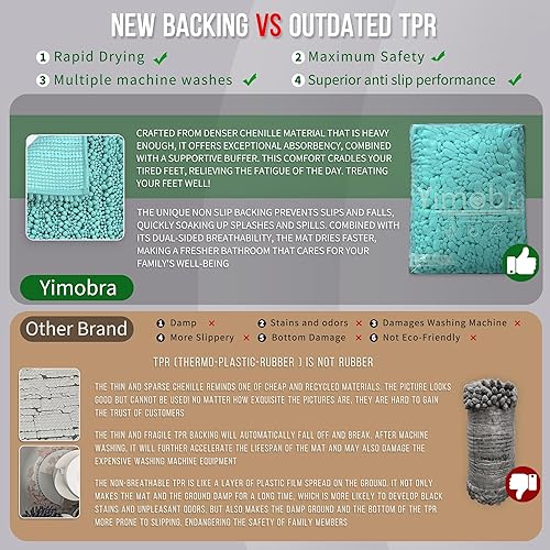Miniatura 64 de Yimobra - Tapete de baño largo de felpilla, grande de 55.1 x 24 pulgadas, microfibra gruesa, absorbente, extrasuave, antideslizante, peludo, lavable
