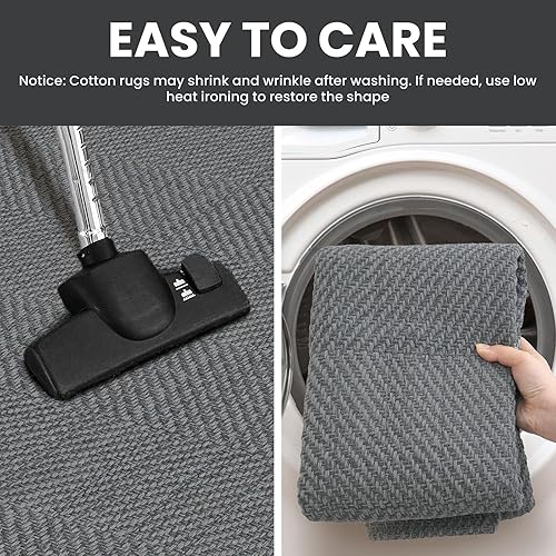 Miniatura 150 de IOHOUZE Alfombra lavable de 4 x 6 pies con parte trasera de goma antideslizante tejida para interiores y exteriores, alfombra para entrada